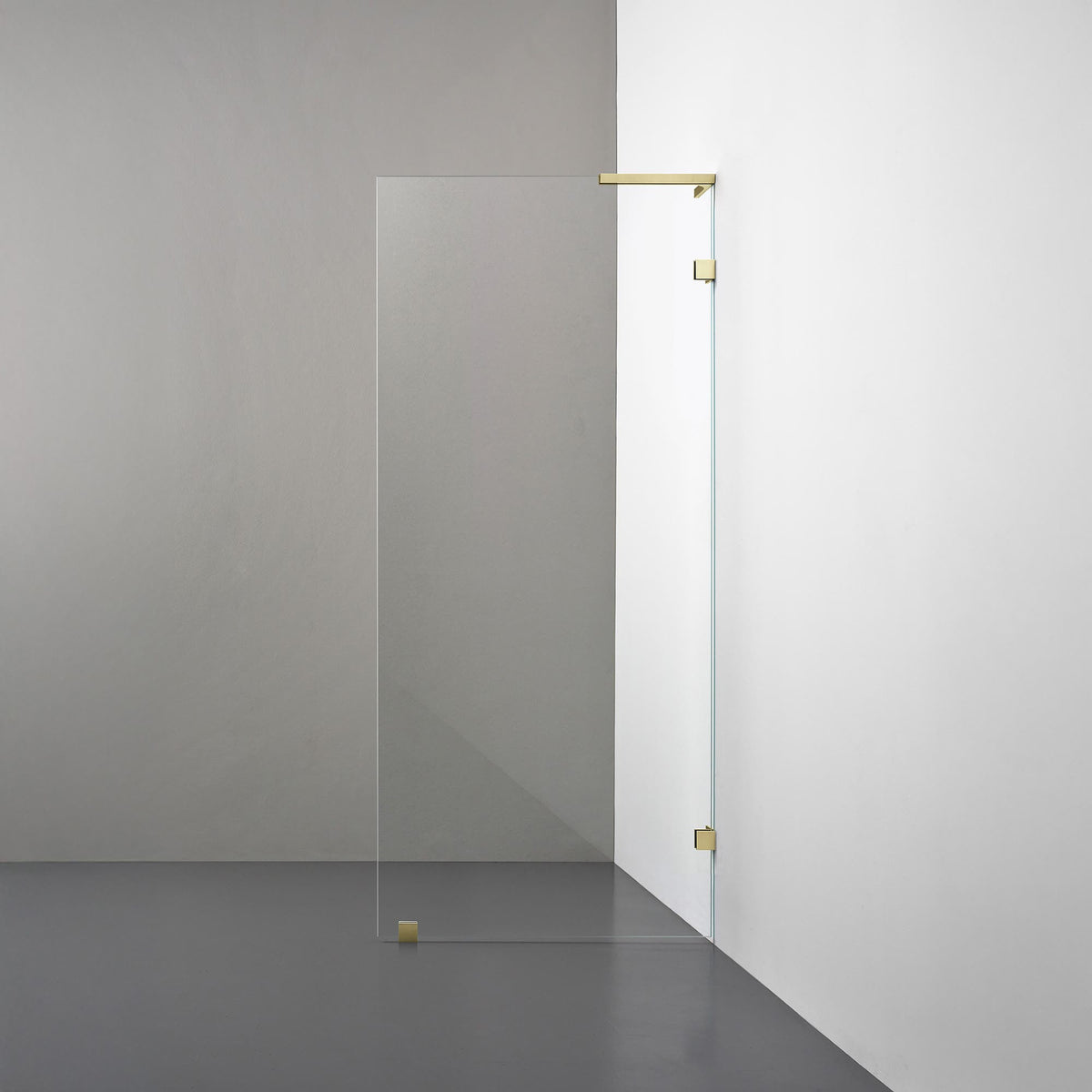 ROOH R4 Badkarsvägg, Klarglas, Honey gold, Stödbeslag höger måttbeställd 