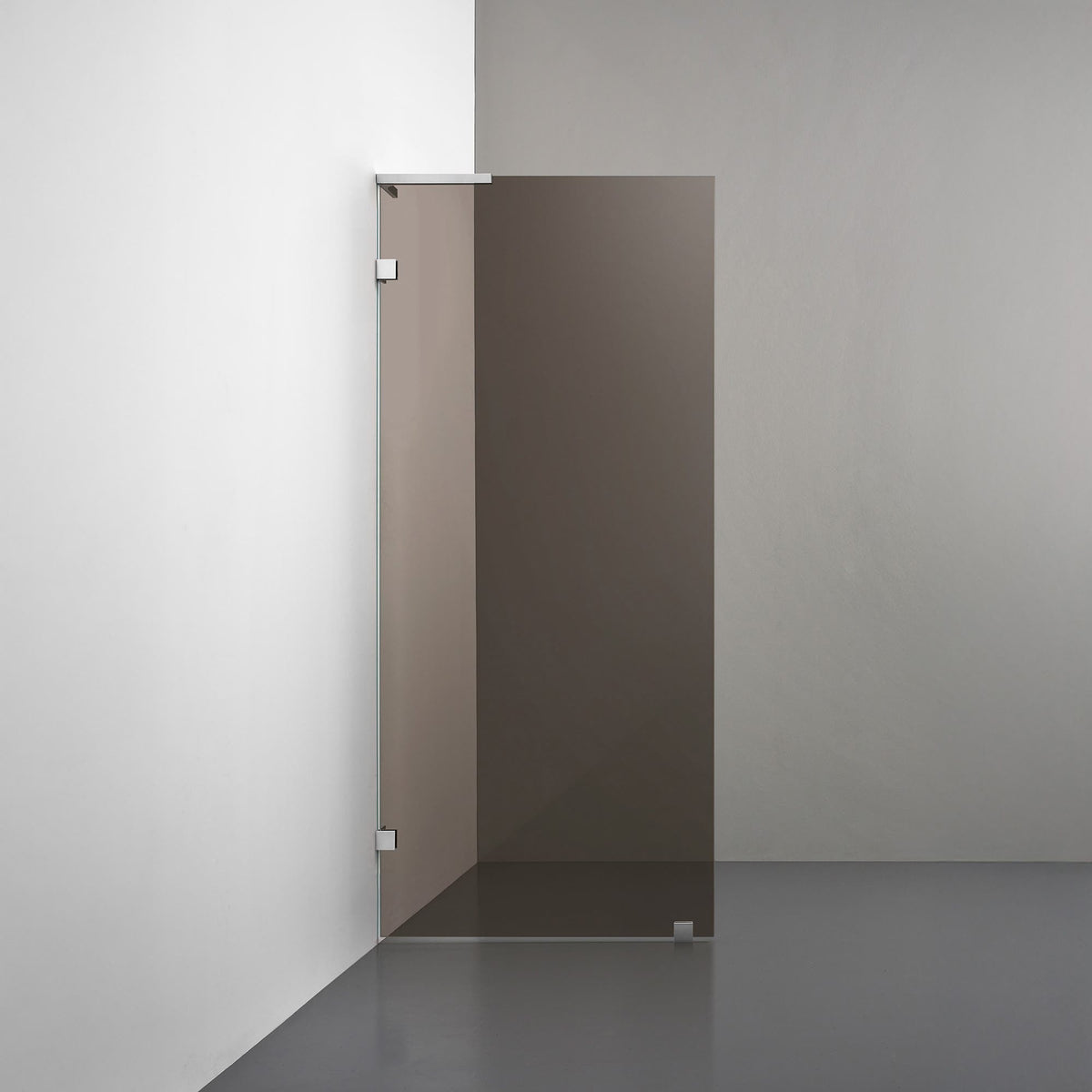 ROOH R4 Badkarsvägg, Brunfärgat glas, Chrome, Stödbeslag vänster måttbeställd 