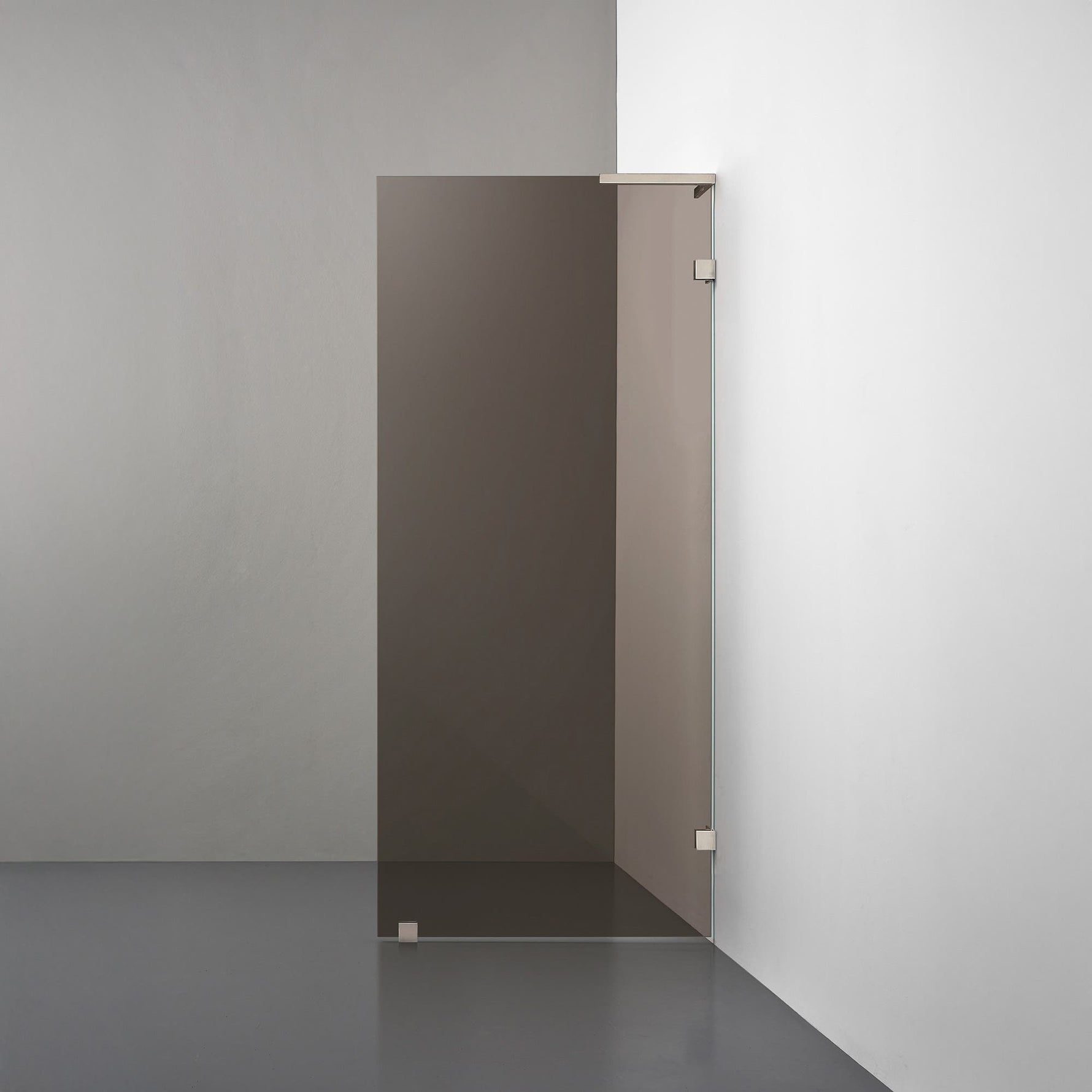 ROOH R4 Badkarsvägg, Brunfärgat glas, Brushed Nickel, Höger 