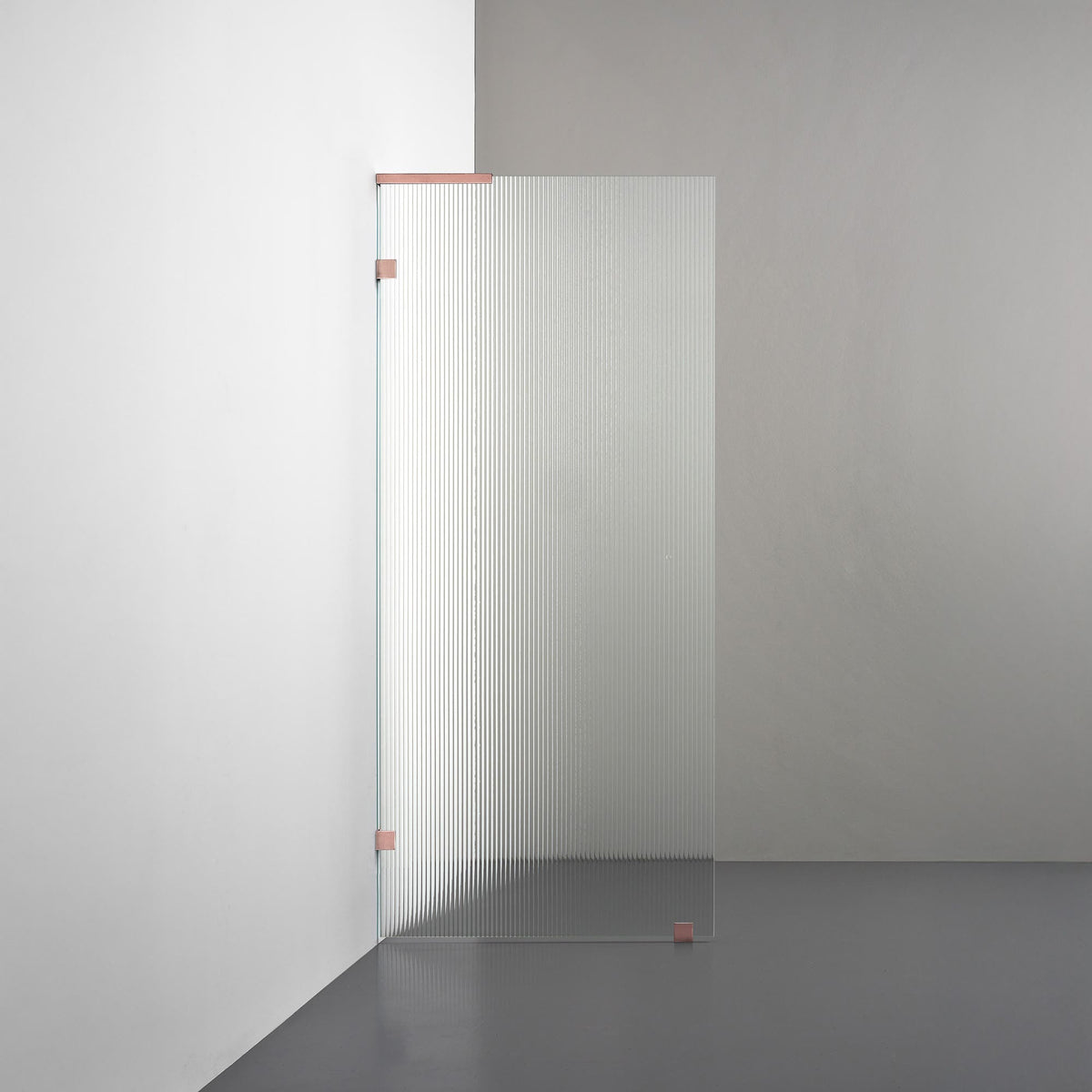 ROOH R4 Badkarsvägg, Räfflat glas, Copper, Vänster 