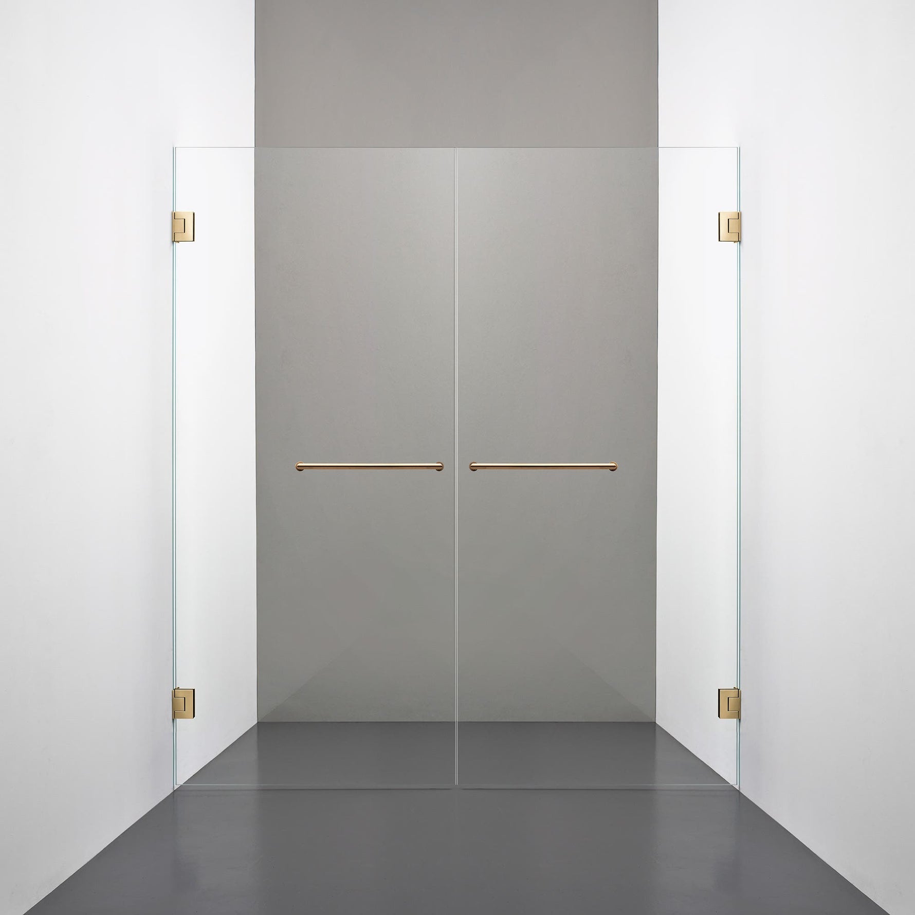 ROOH R4 Duschnisch Dörr+Dörr, Klarglas, Brass, handtag Towelbar 