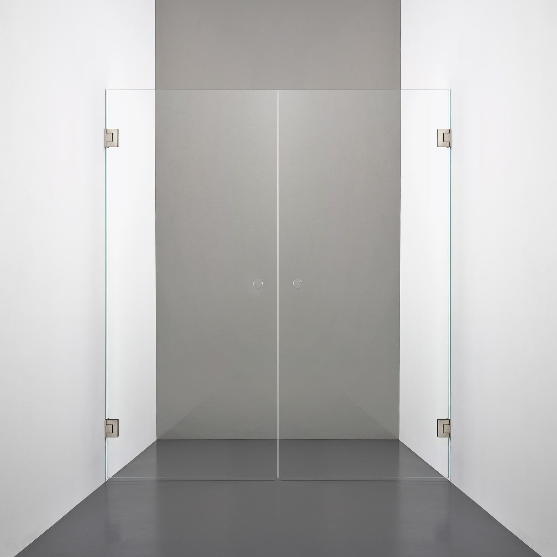 ROOH R4 Duschnisch Dörr+Dörr, Klarglas, Brushed Nickel, handtag Hole 