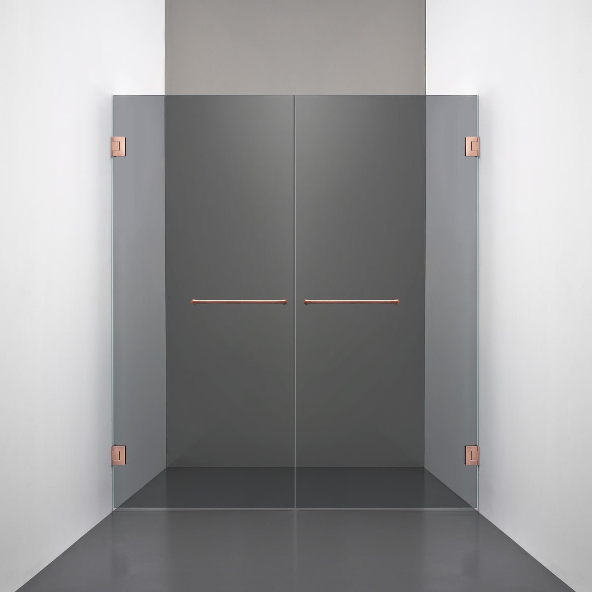 ROOH R4 Duschnisch Dörr+Dörr, Rökfärgat glas, Copper, handtag Towelbar 