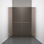 ROOH R4 Duschnisch Dörr+Dörr måttbeställd, Brunfärgat glas, Copper, handtag Towelbar 