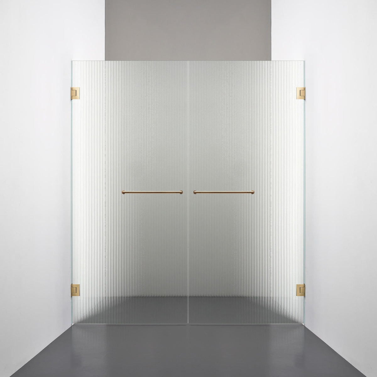 ROOH R4 Duschnisch Dörr+Dörr, Räfflat glas, Brass, handtag Towelbar 