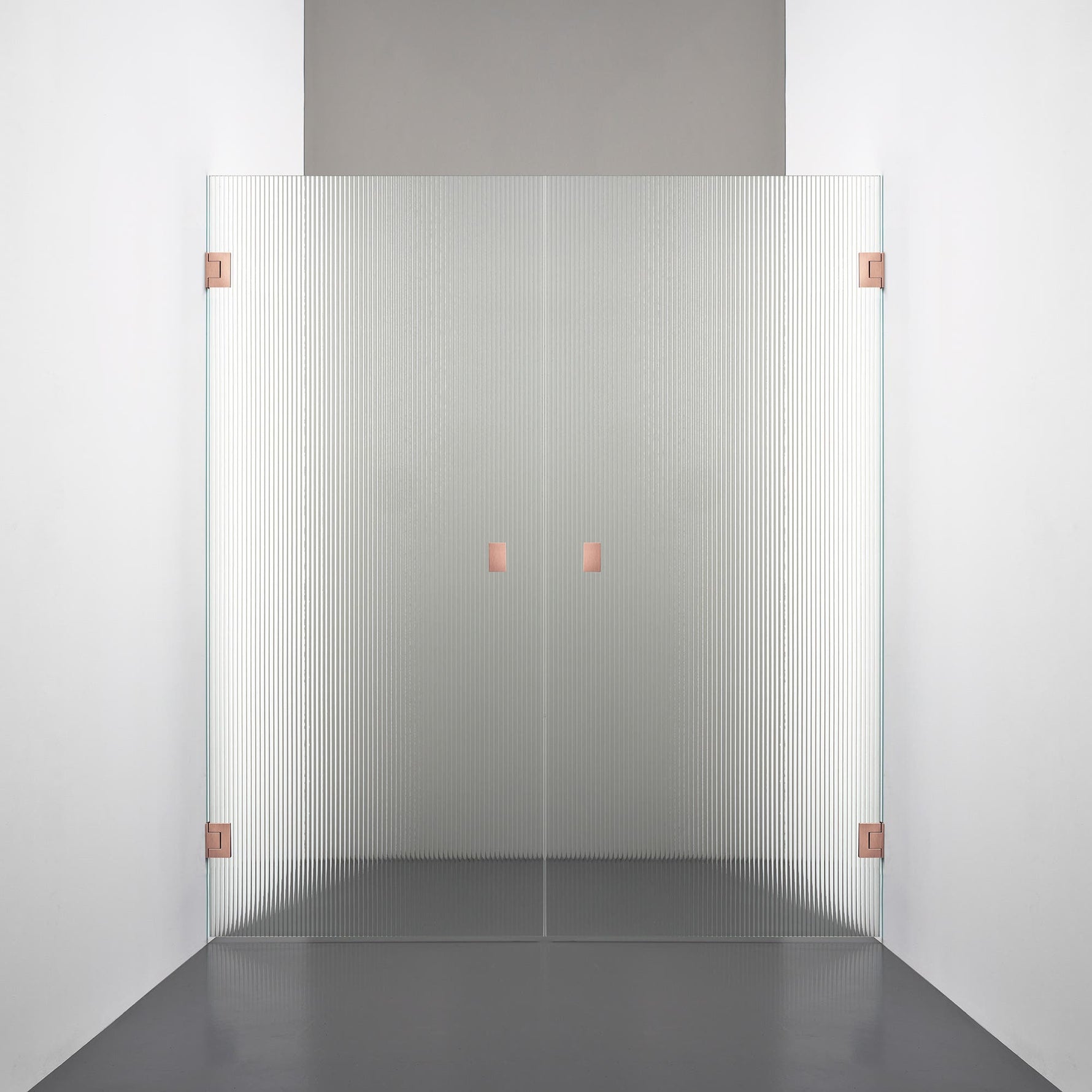 ROOH R4 Duschnisch Dörr+Dörr, Räfflat glas, Copper, handtag Knob 