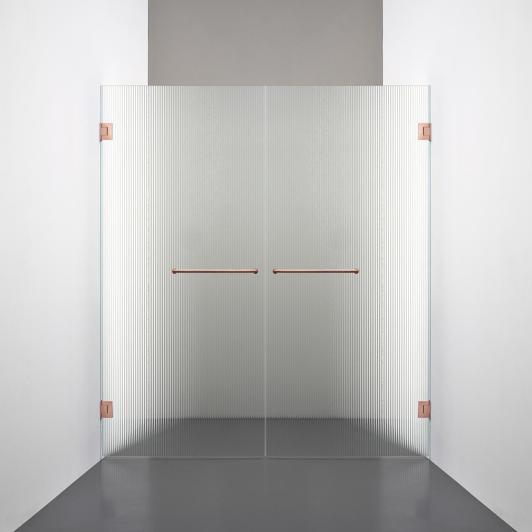 ROOH R4 Duschnisch Dörr+Dörr, Räfflat glas, Copper, handtag Towelbar 