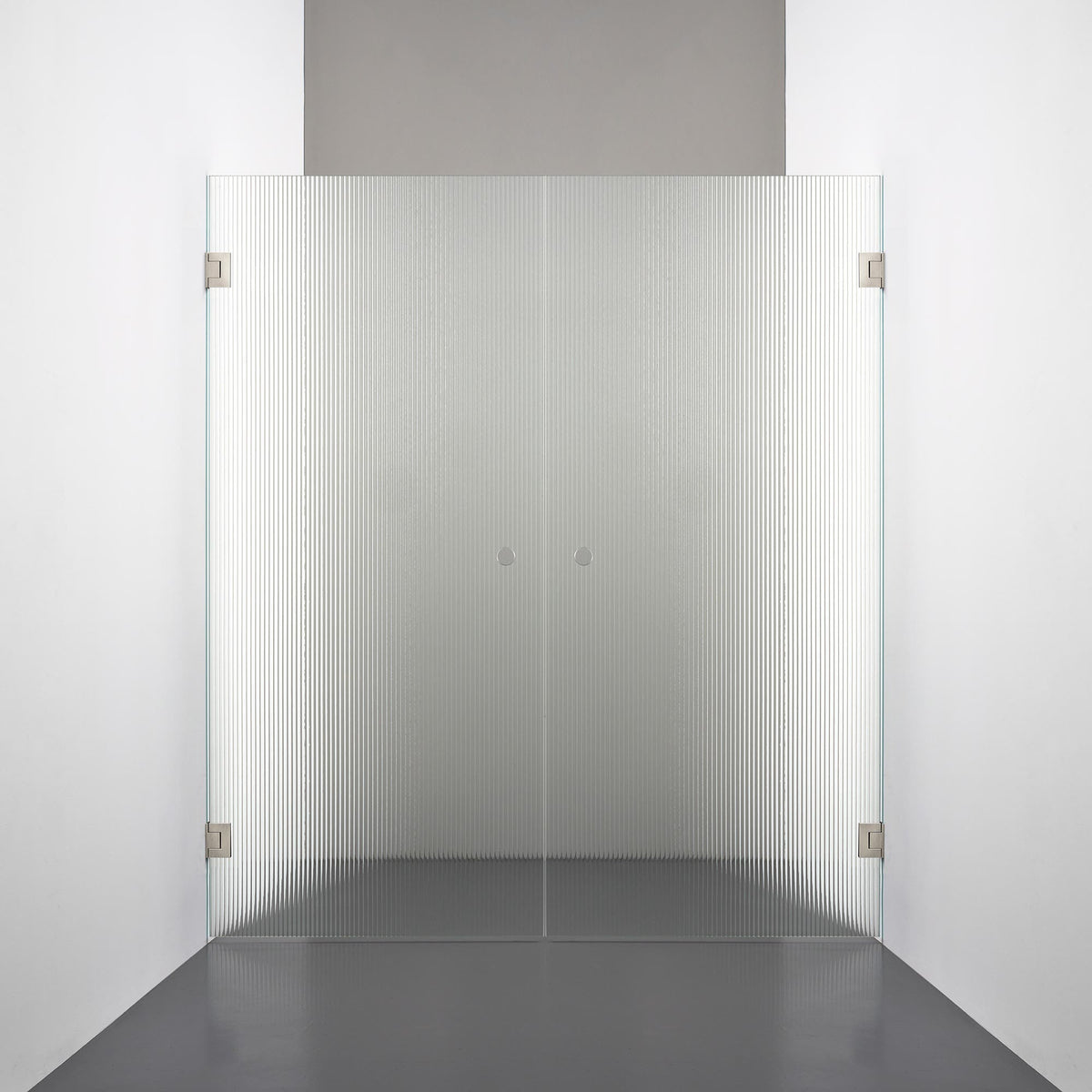 ROOH R4 Duschnisch Dörr+Dörr måttbeställd, Räfflat glas, Brushed Nickel, handtag Hole 