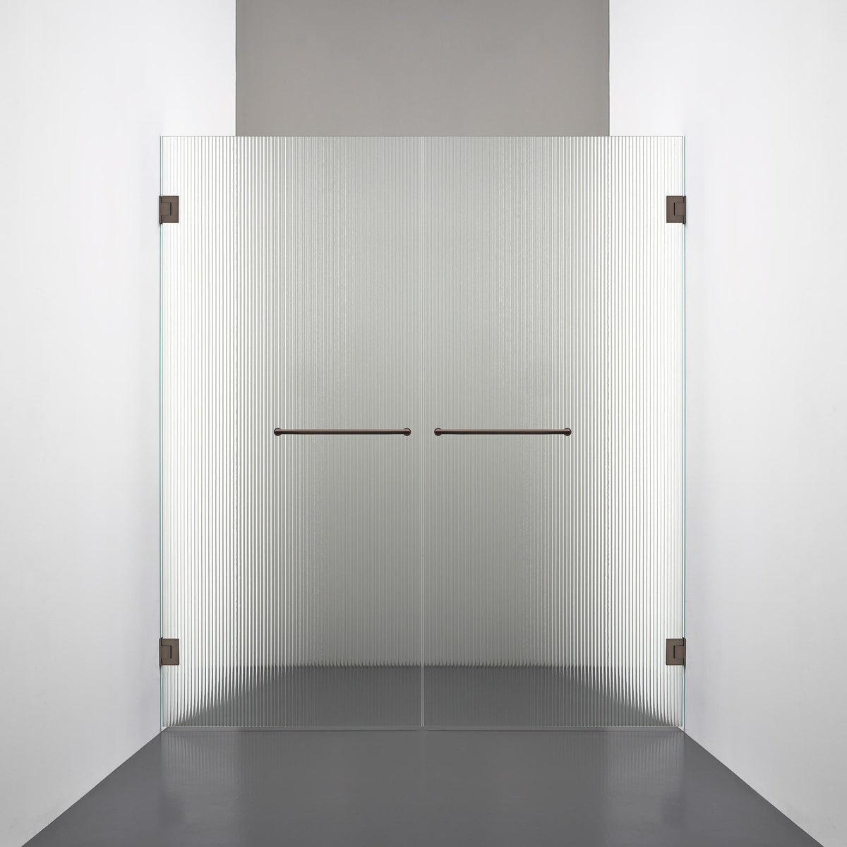 ROOH R4 Duschnisch Dörr+Dörr, Räfflat glas, Bronze, handtag Towelbar 