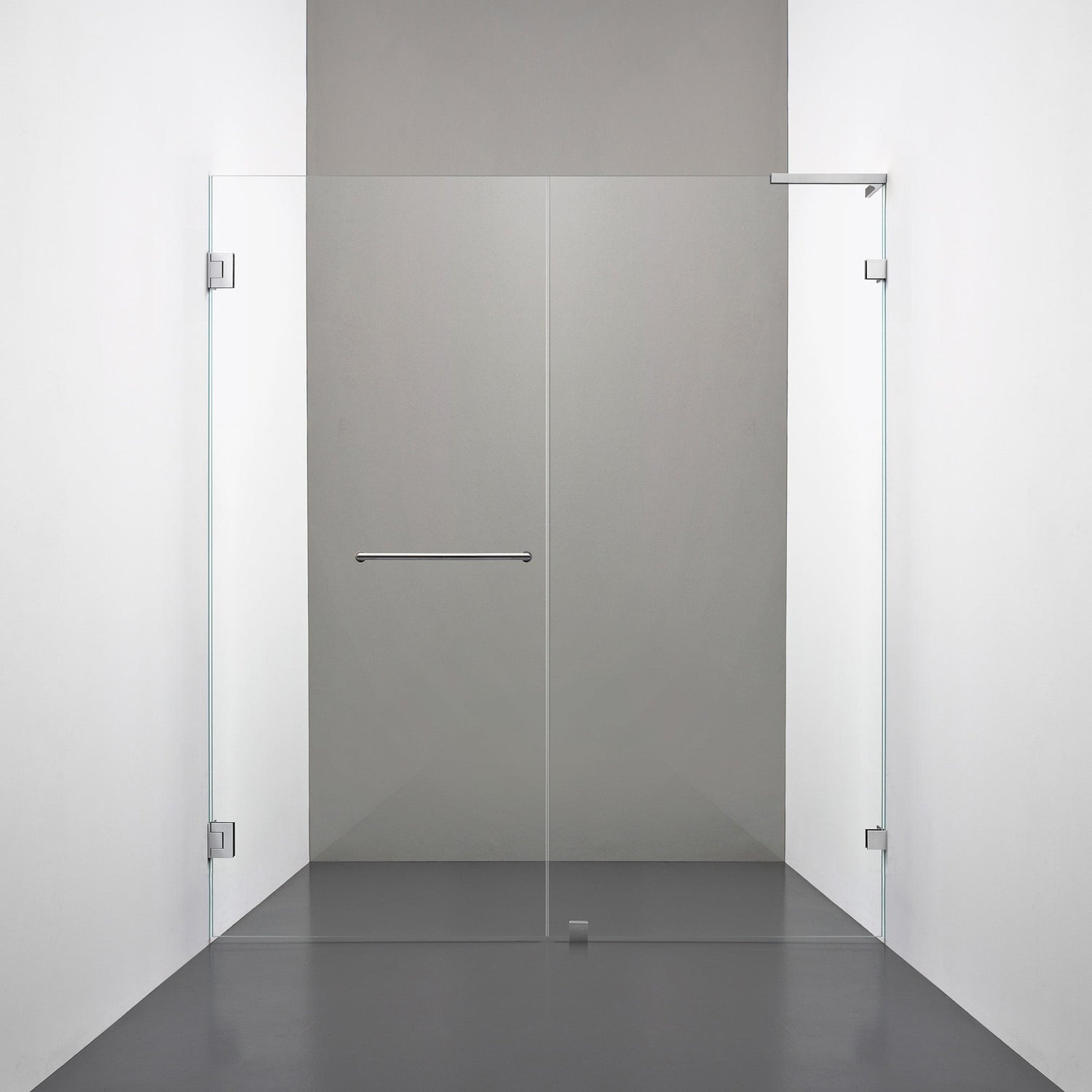 ROOH R4 Duschnisch Dörr+Vägg måttbeställd, Klarglas, Chrome, handtag Towelbar, Vänster 