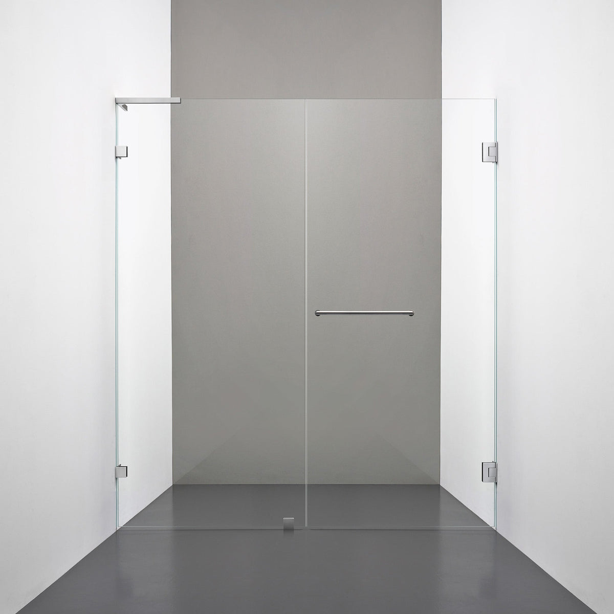 ROOH R4 Duschnisch Dörr+Vägg måttbeställd, Klarglas, Chrome, handtag Towelbar, Höger 