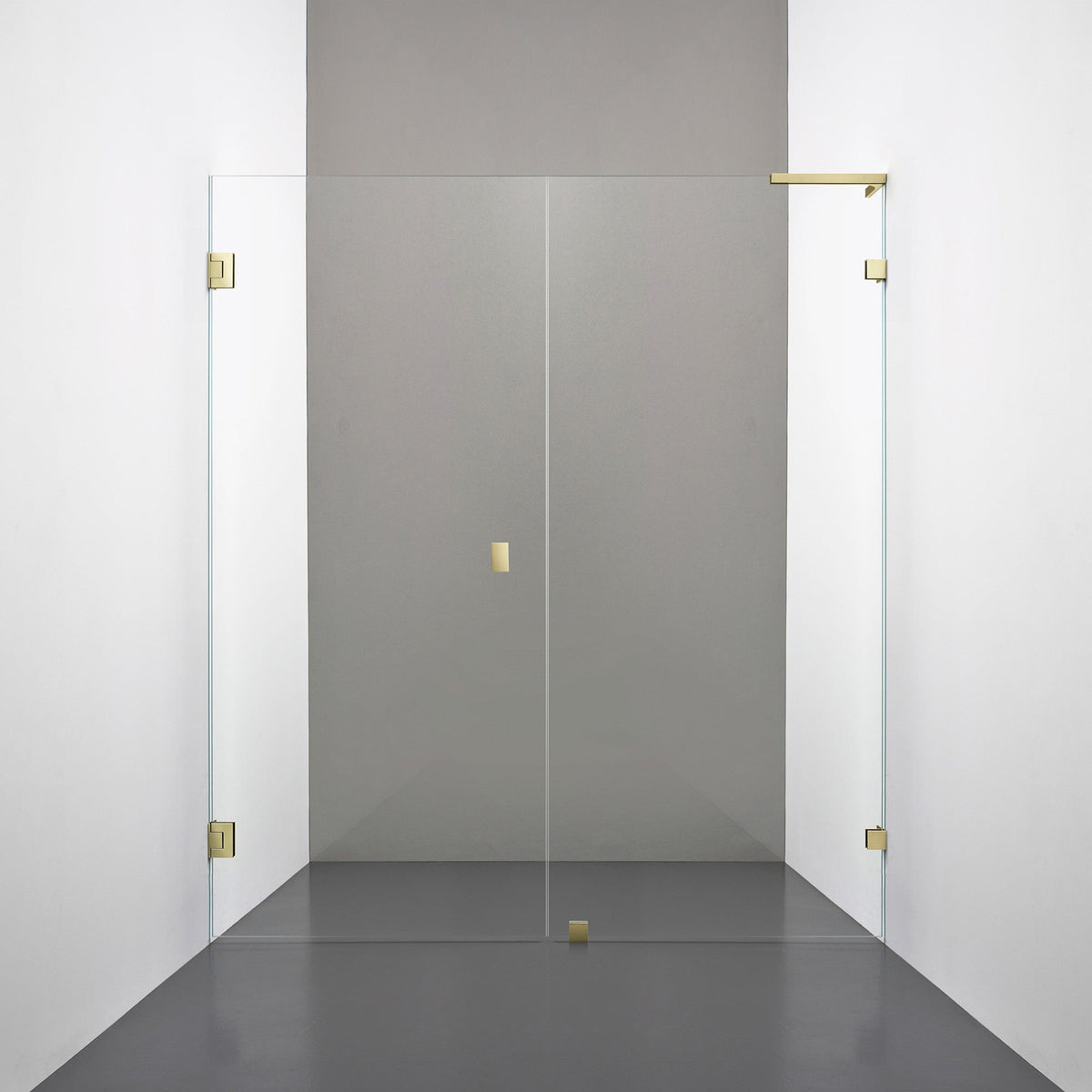 ROOH R4 Duschnisch Dörr+Vägg, Klarglas, Honey gold, handtag Knob, Vänster 