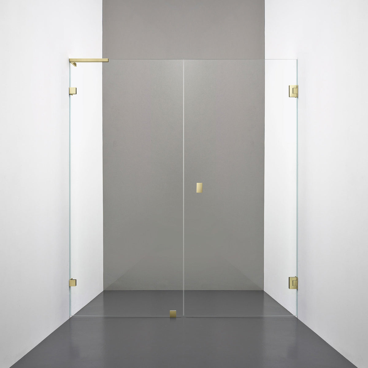 ROOH R4 Duschnisch, Klarglas, Honey gold, handtag Knob, Vänster 