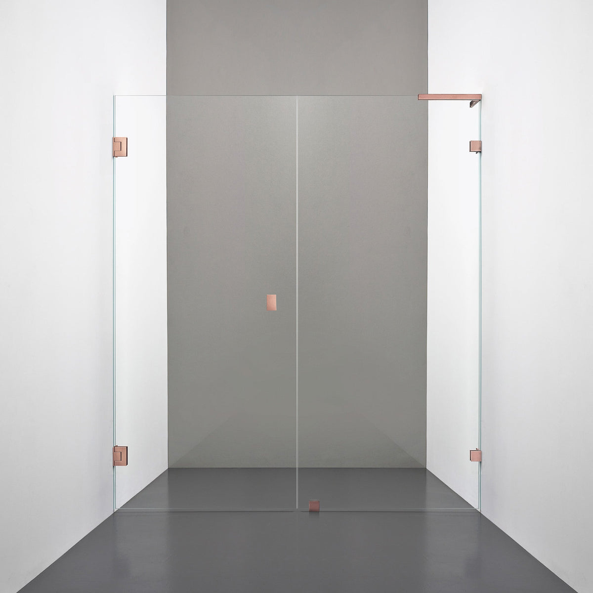 ROOH R4 Duschnisch, Klarglas, Copper, handtag Knob, Höger 