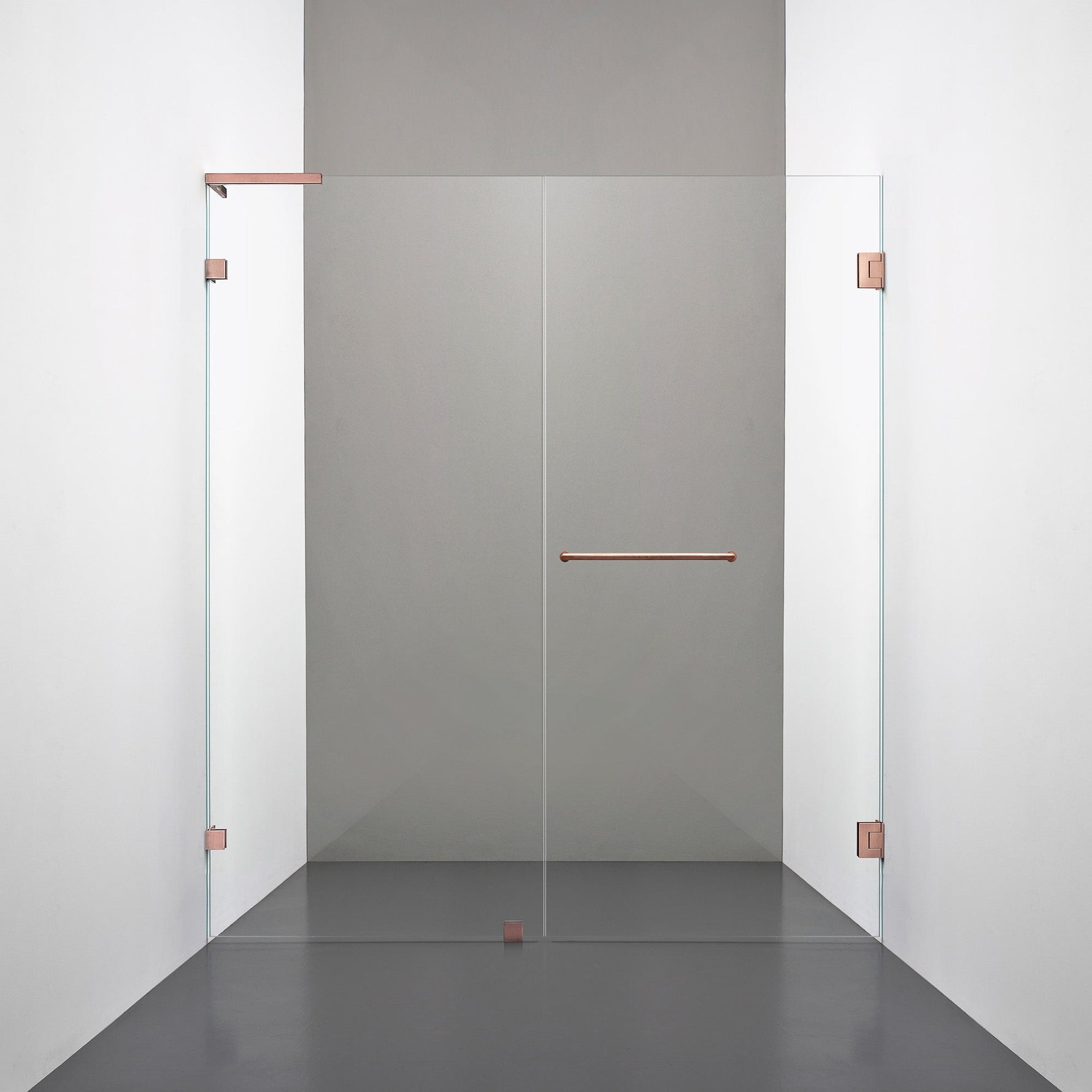ROOH R4 Duschnisch Dörr+Vägg, Klarglas, Copper, handtag Towelbar, Höger 