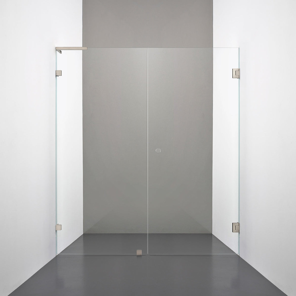 ROOH R4 Duschnisch Dörr+Vägg, Klarglas, Brushed Nickel, handtag Hole, Vänster 
