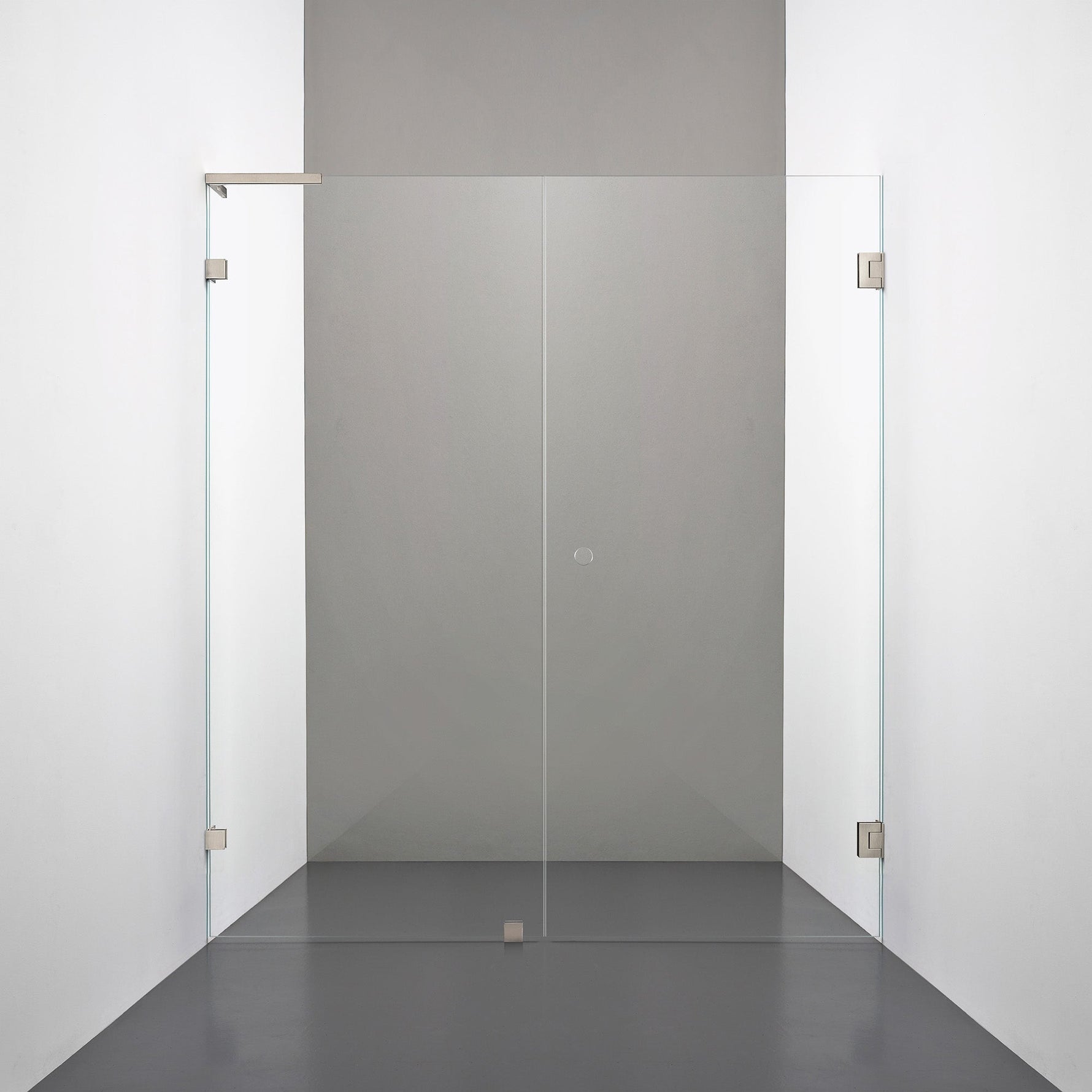 ROOH R4 Duschnisch Dörr+Vägg, Klarglas, Brushed Nickel, handtag Hole, Vänster 