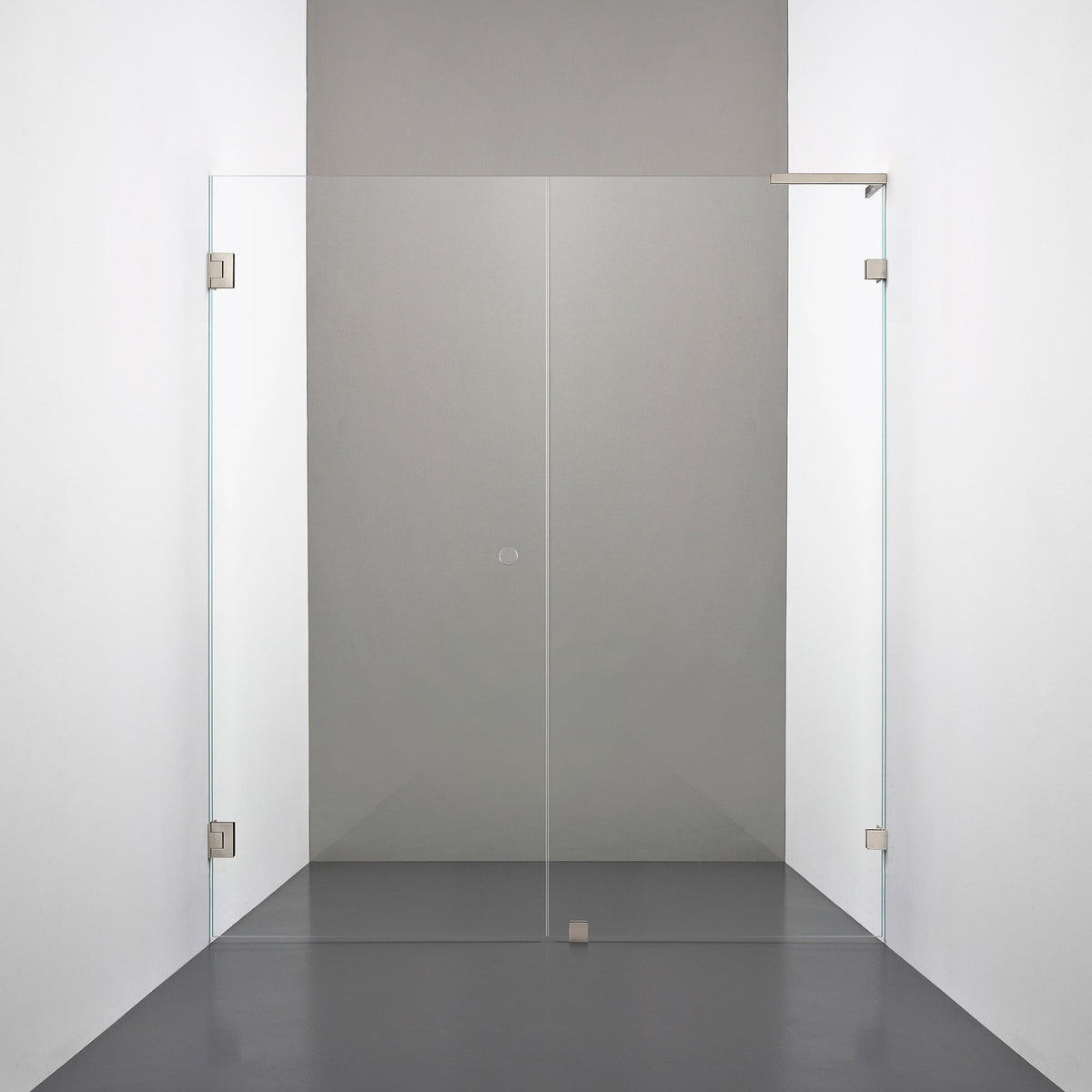 ROOH R4 Duschnisch Dörr+Vägg måttbeställd, Klarglas, Brushed Nickel, handtag Hole, Höger 