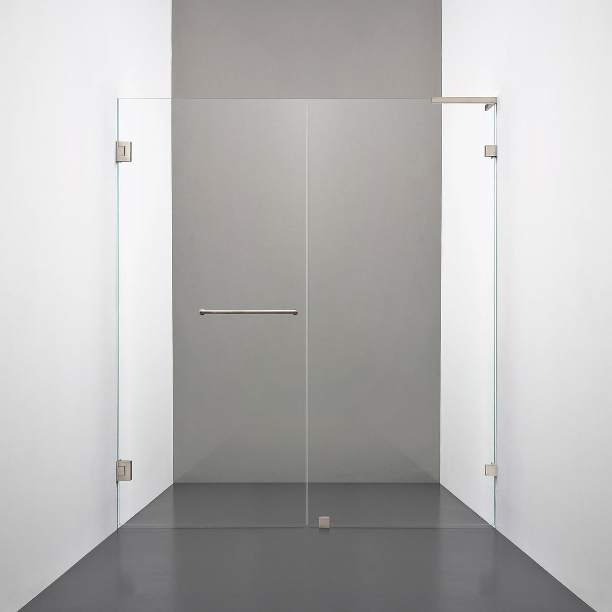 ROOH R4 Duschnisch Dörr+Vägg, Klarglas, Brushed Nickel, handtag Towelbar, Vänster 