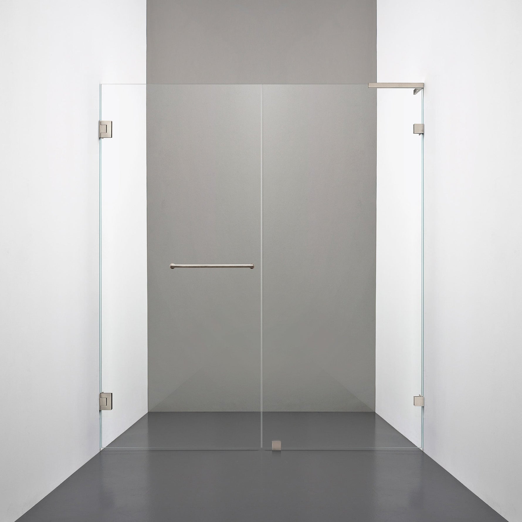 ROOH R4 Duschnisch Dörr+Vägg, Klarglas, Brushed Nickel, handtag Towelbar, Vänster 