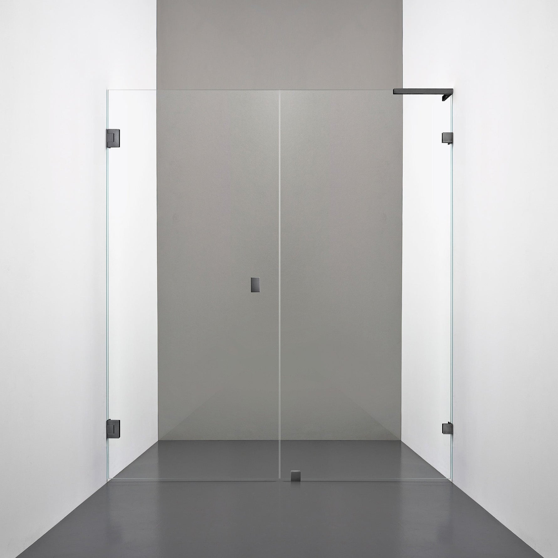 ROOH R4 Duschnisch, Klarglas, Br Bl Chrome, handtag Knob, Höger 