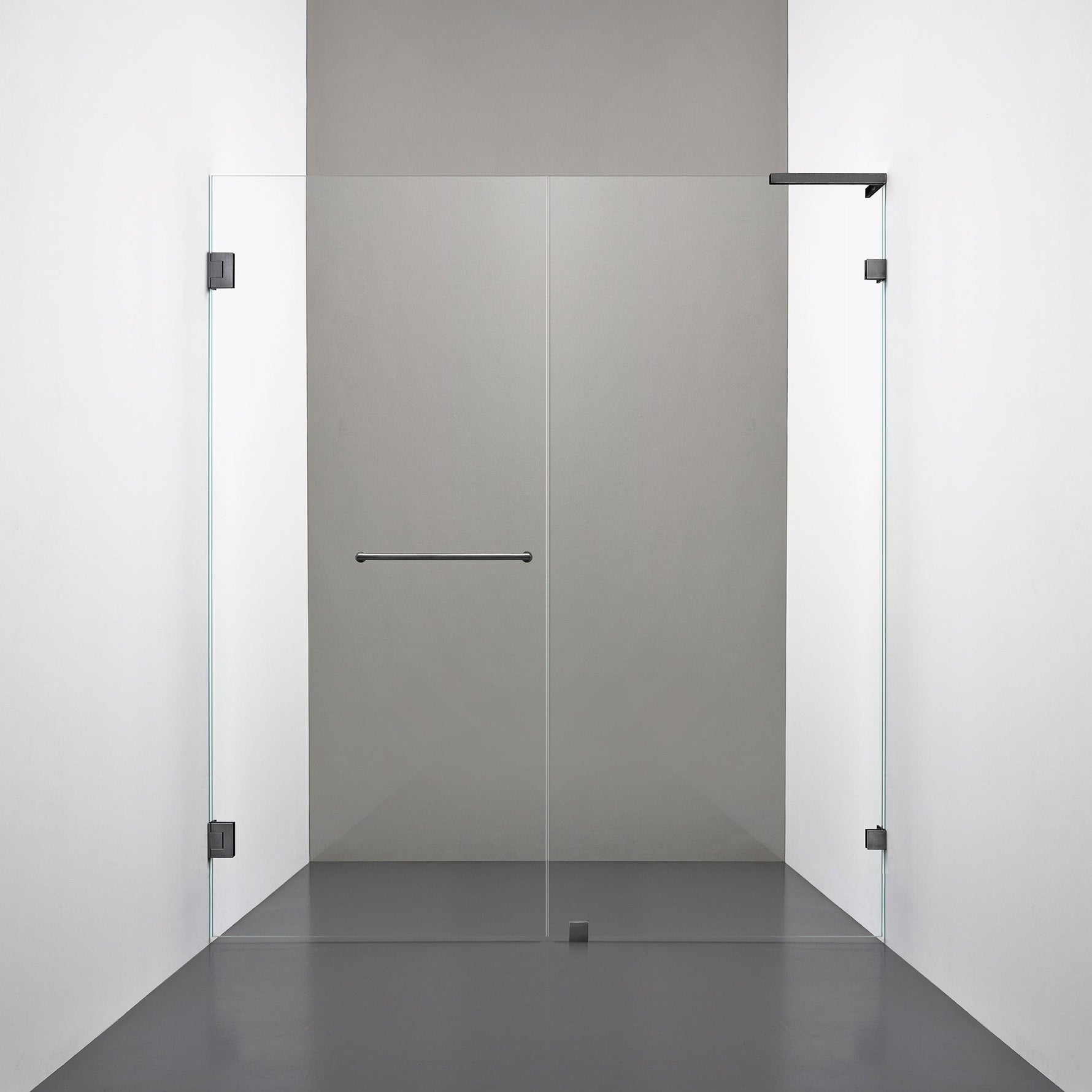 ROOH R4 Duschnisch Dörr+Vägg, Klarglas, Black chrome, handtag Towelbar, Vänster 
