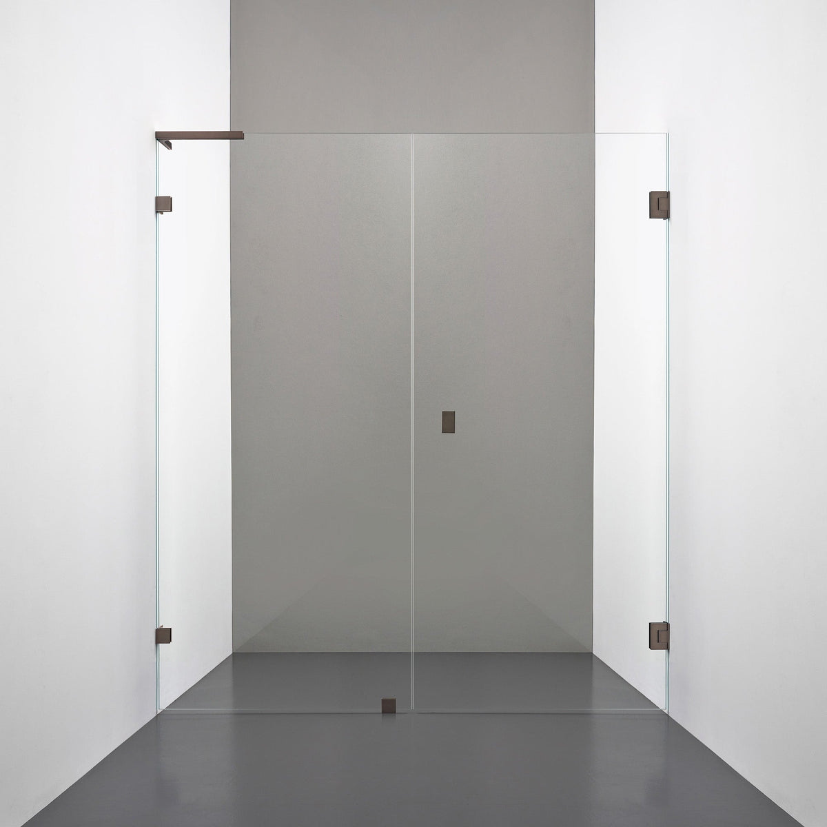 ROOH R4 Duschnisch Dörr+Vägg, Klarglas, Bronze, handtag Knob, Höger 