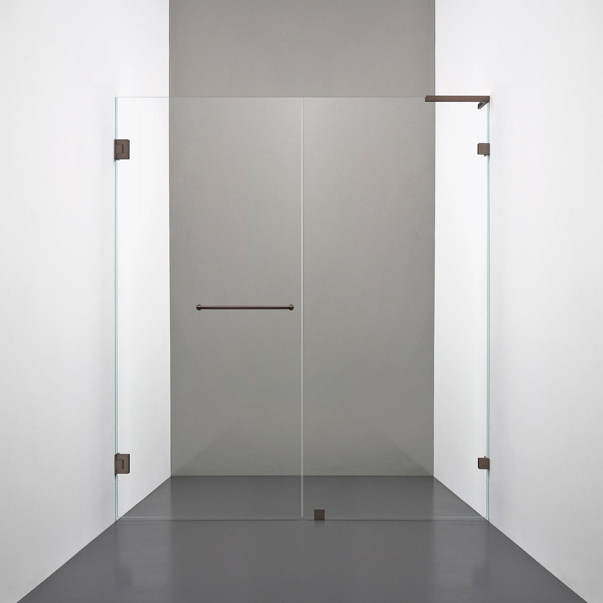 ROOH R4 Duschnisch, Klarglas, Bronze, handtag Towelbar, Höger 