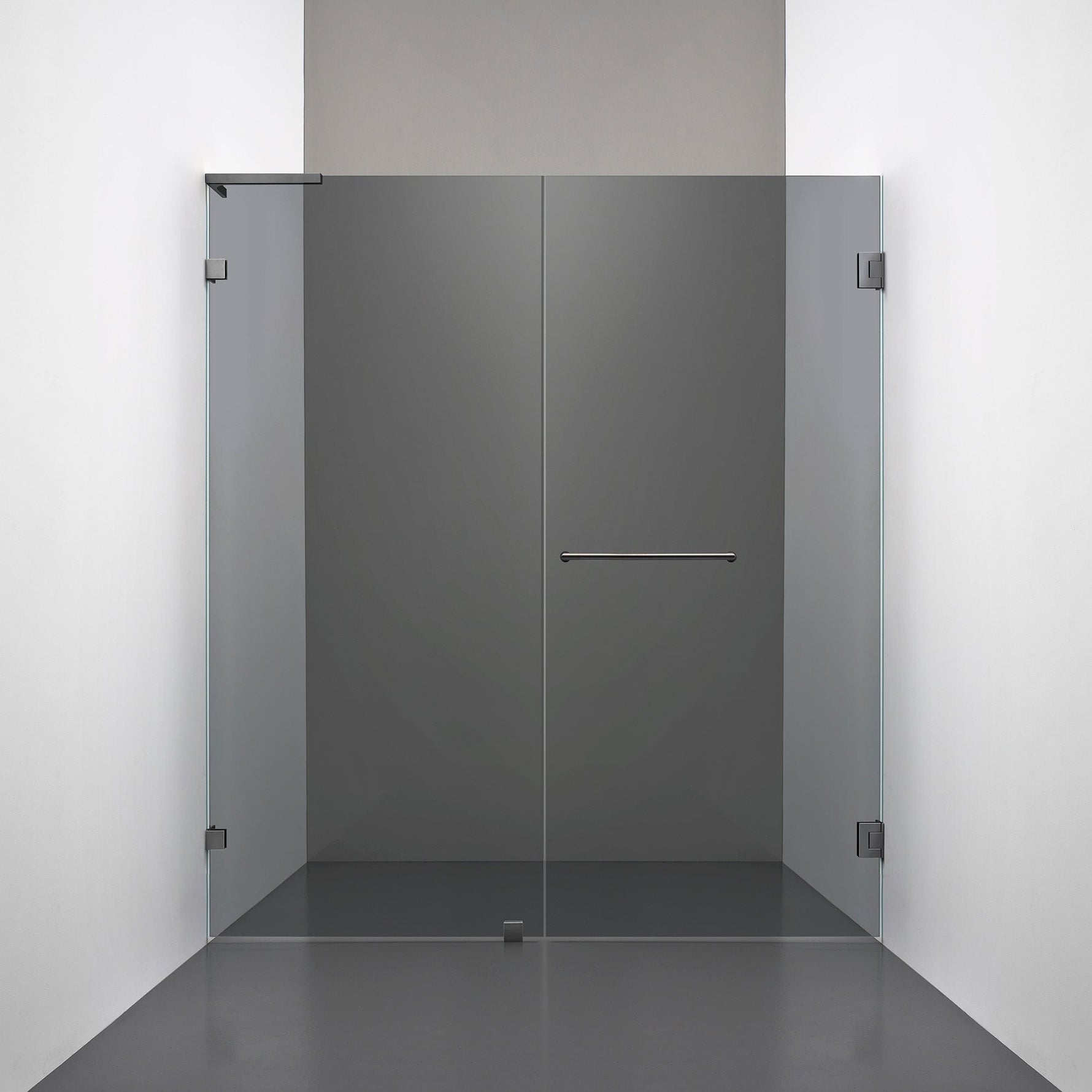 ROOH R4 Duschnisch, Rökfärgat glas, Black chrome, handtag Towelbar, Vänster 