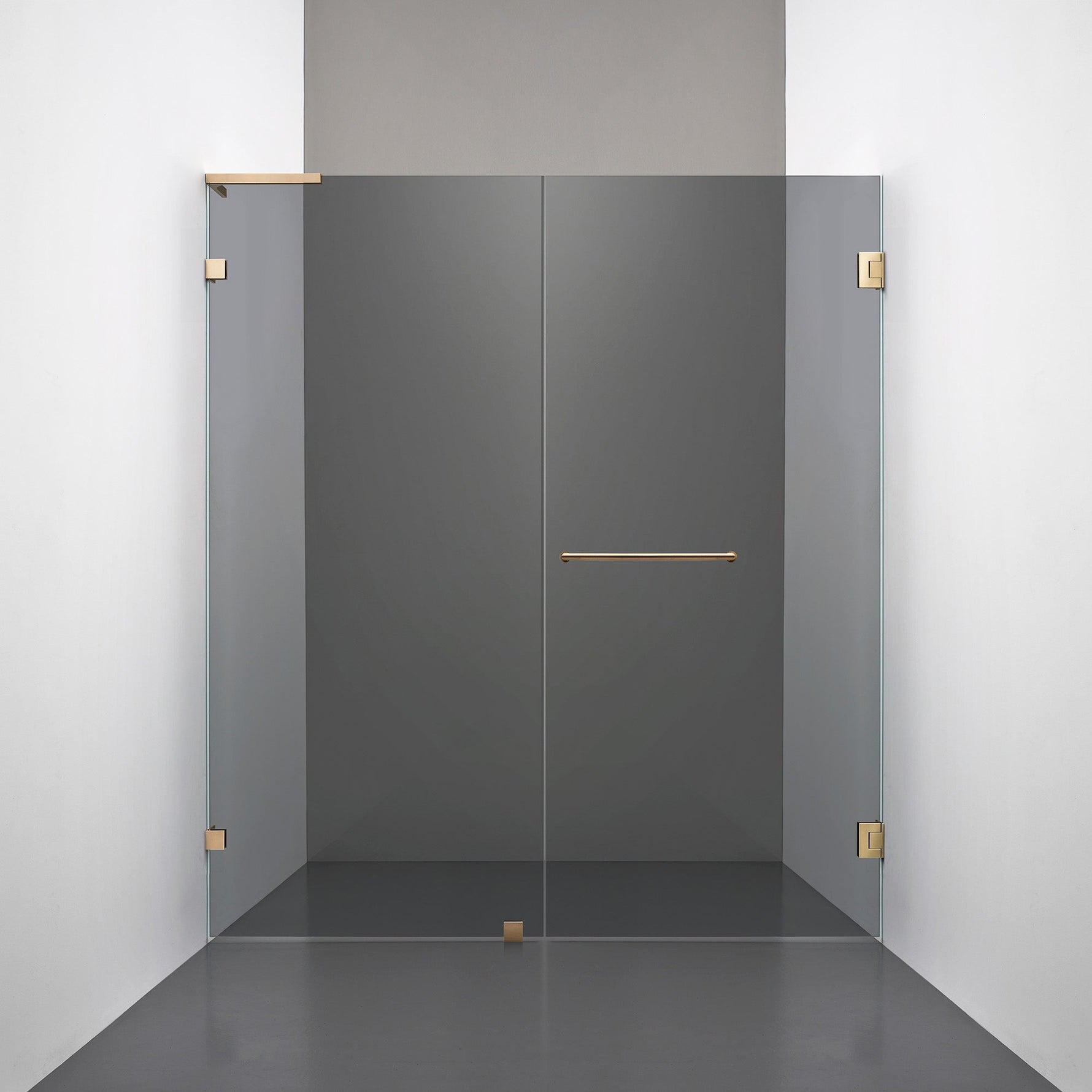 ROOH R4 Duschnisch, Rökfärgat glas, Brass, handtag Towelbar, Vänster 