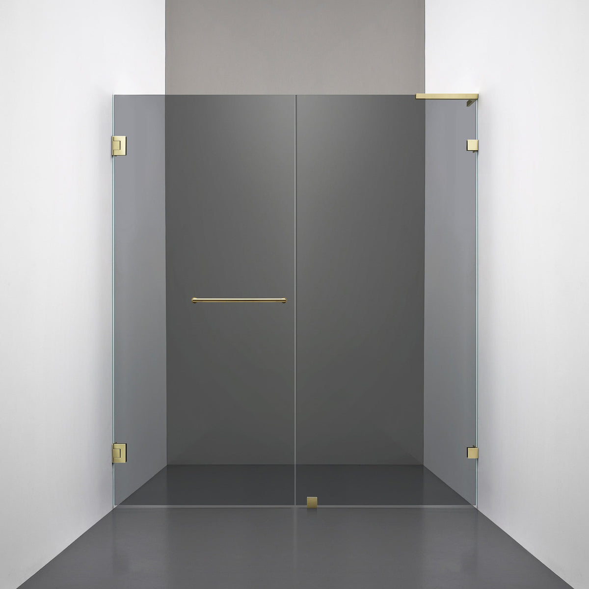 ROOH R4 Duschnisch Dörr+Vägg, Rökfärgat glas, Honey gold, handtag Towelbar, Vänster 