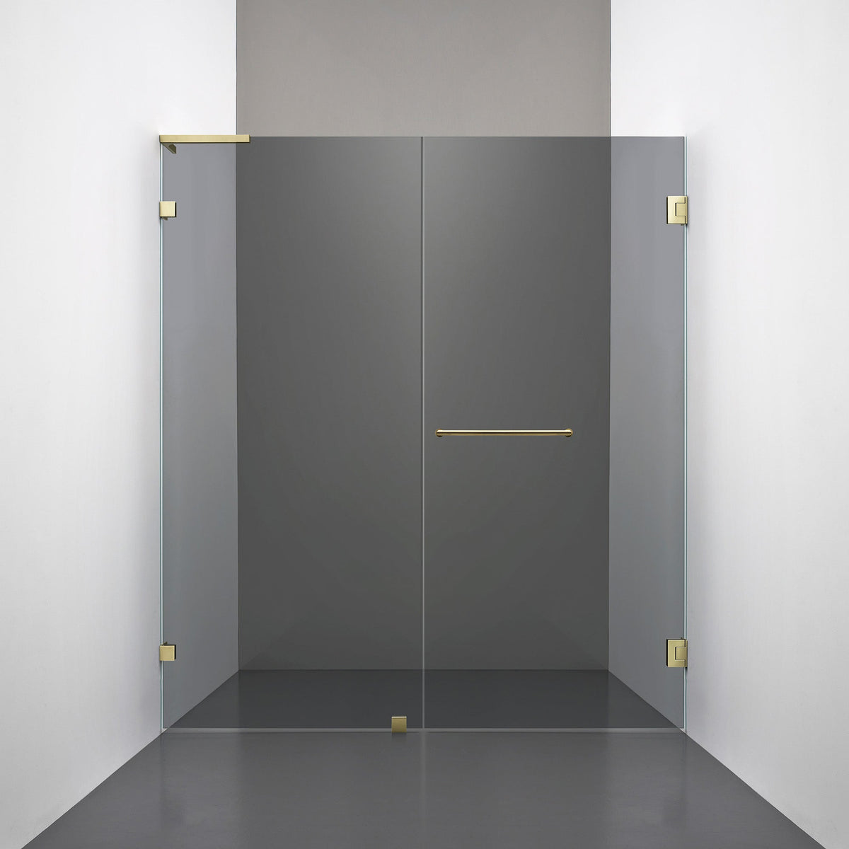 ROOH R4 Duschnisch Dörr+Vägg, Rökfärgat glas, Honey gold, handtag Towelbar, Höger 