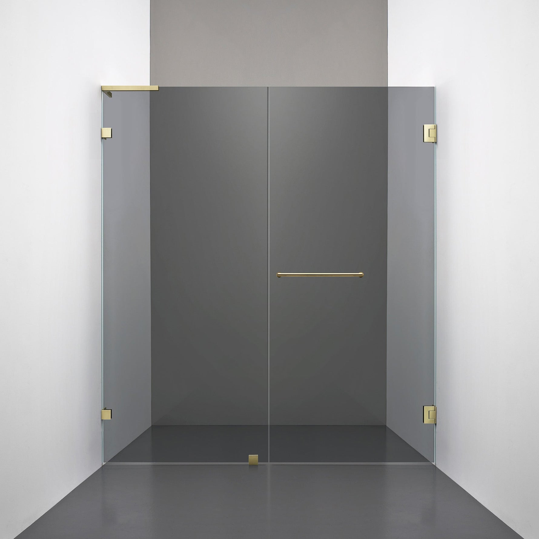 ROOH R4 Duschnisch, Rökfärgat glas, Honey gold, handtag Towelbar, Vänster 