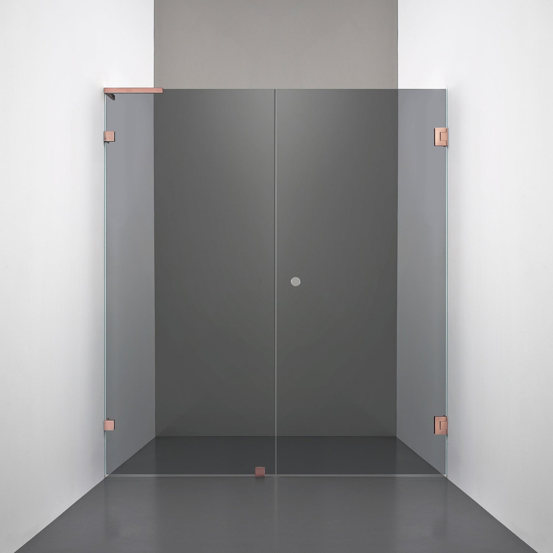ROOH R4 Duschnisch Dörr+Vägg, Rökfärgat glas, Copper, handtag Hole, Vänster 