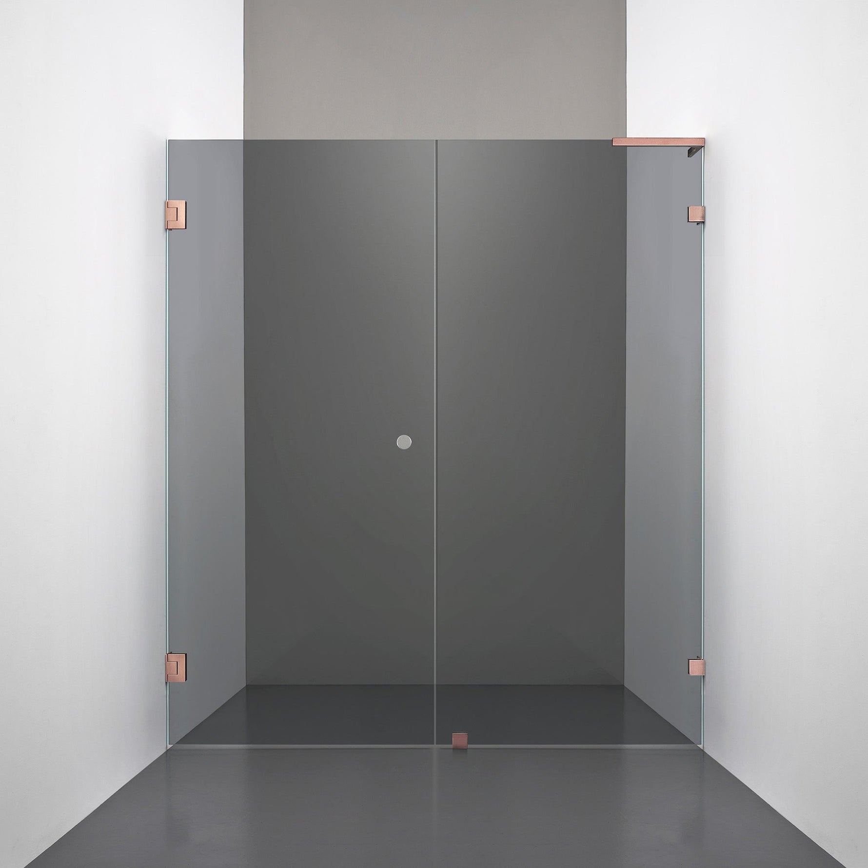ROOH R4 Duschnisch, Rökfärgat glas, Copper, handtag Hole, Höger 