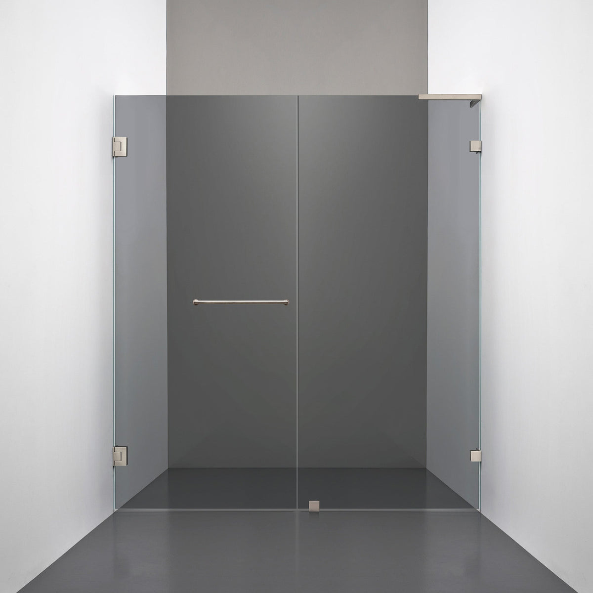 ROOH R4 Duschnisch Dörr+Vägg, Rökfärgat glas, Brushed Nickel, handtag Towelbar, Vänster 
