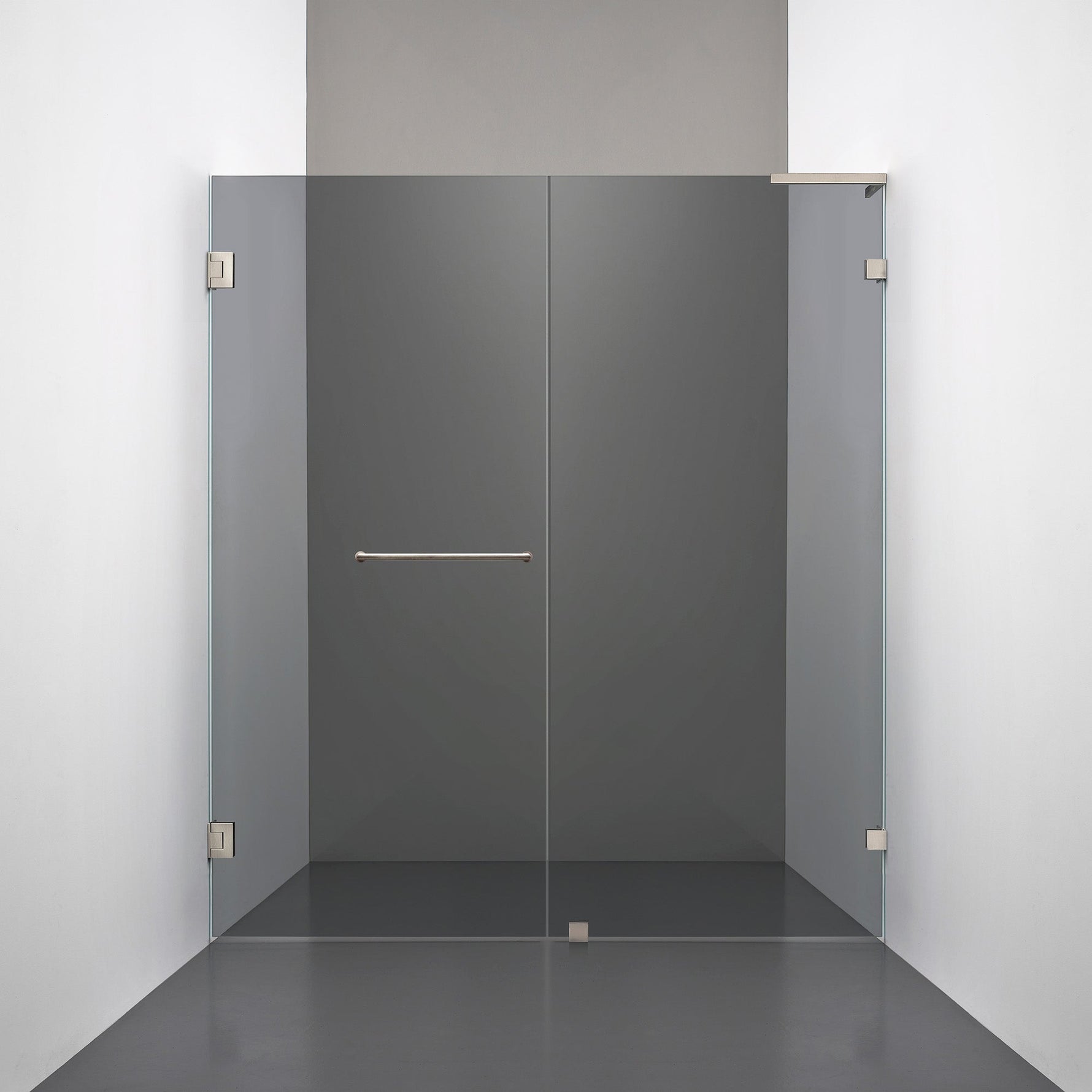 ROOH R4 Duschnisch Dörr+Vägg, Rökfärgat glas, Brushed Nickel, handtag Towelbar, Vänster 