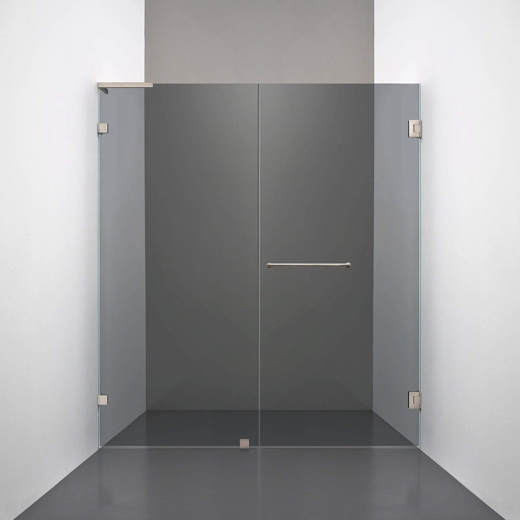 ROOH R4 Duschnisch Dörr+Vägg, Rökfärgat glas, Brushed Nickel, handtag Towelbar, Höger 