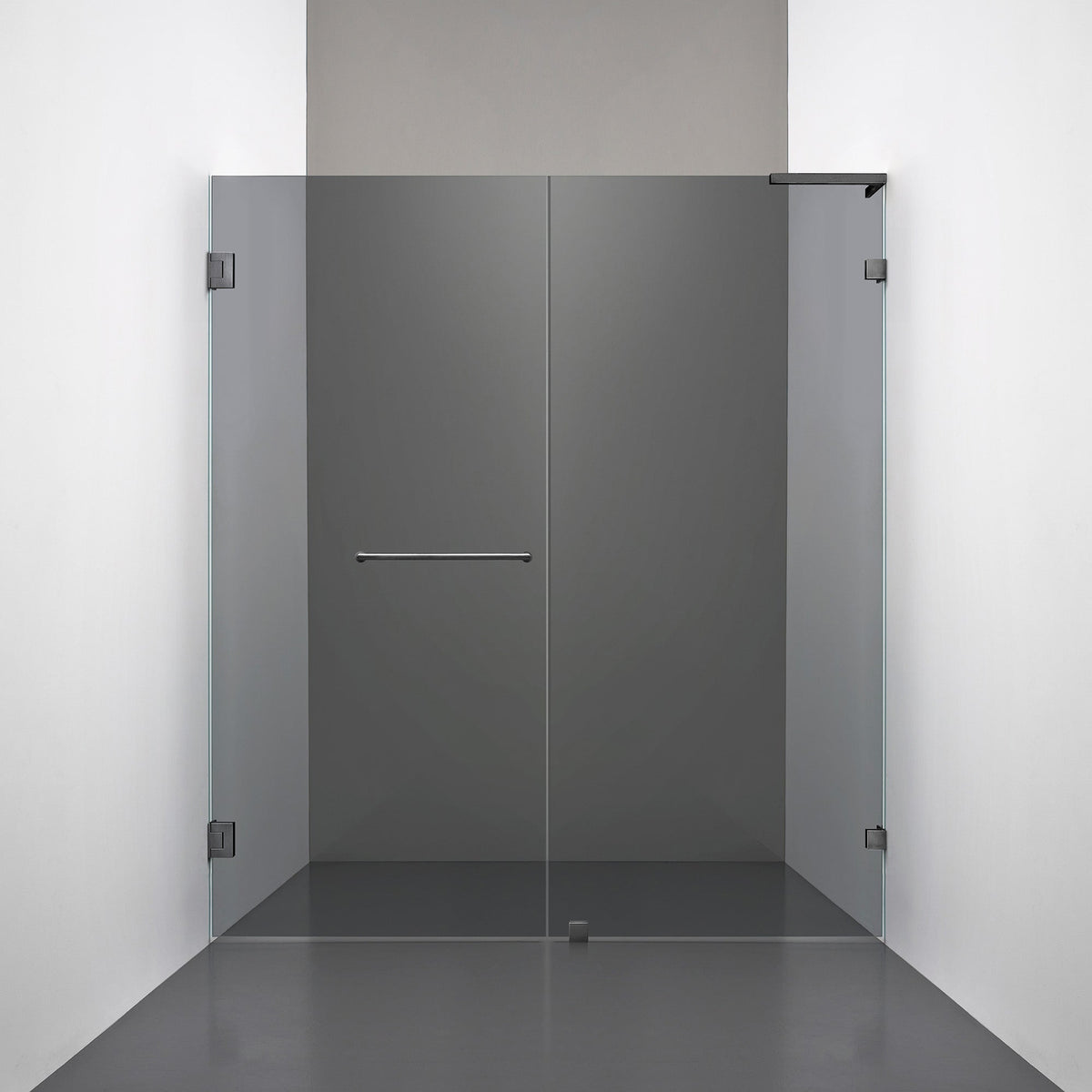 ROOH R4 Duschnisch Dörr+Vägg, Rökfärgat glas, Br Bl Chrome, handtag Towelbar, Höger 