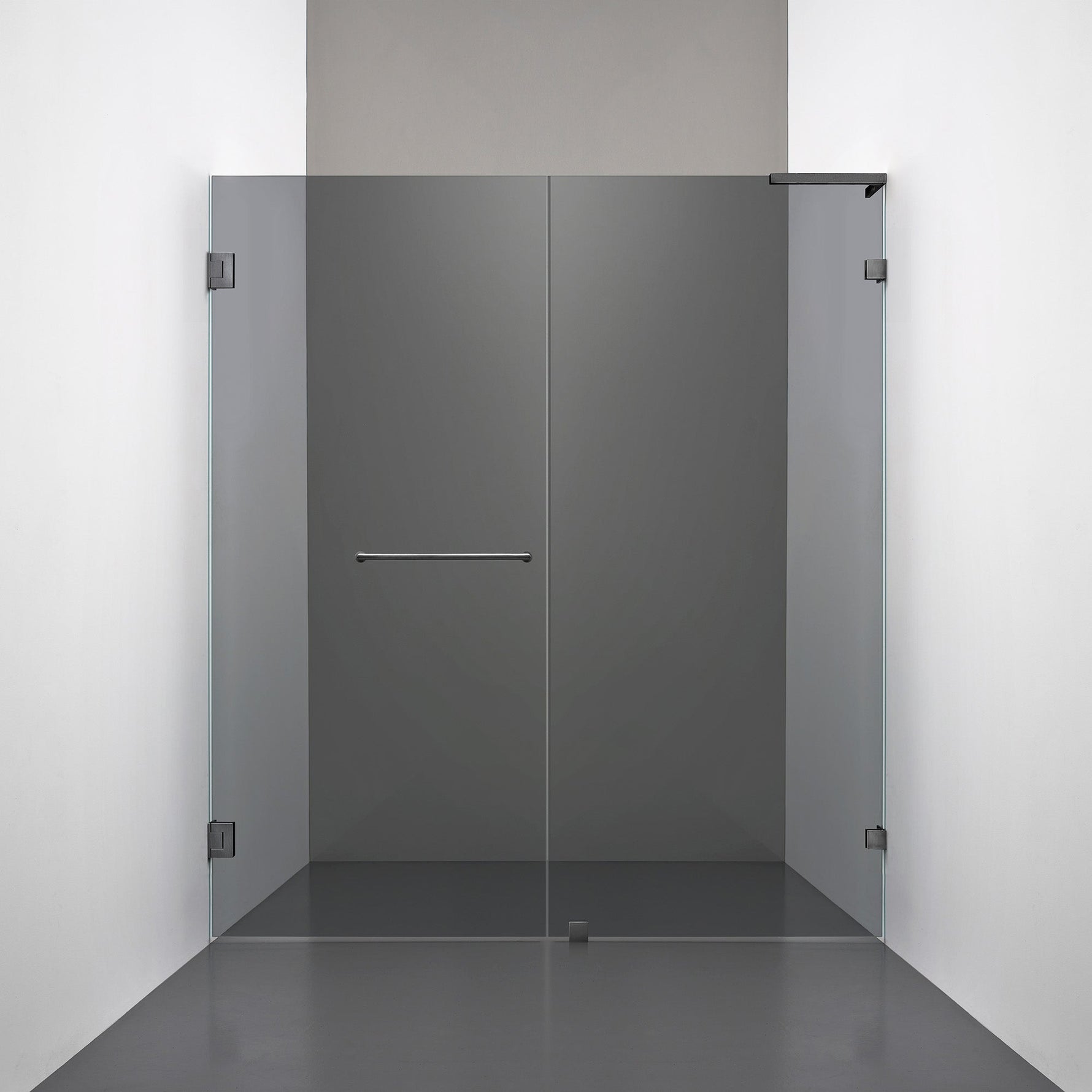 ROOH R4 Duschnisch Dörr+Vägg, Rökfärgat glas, Br Bl Chrome, handtag Towelbar, Höger 