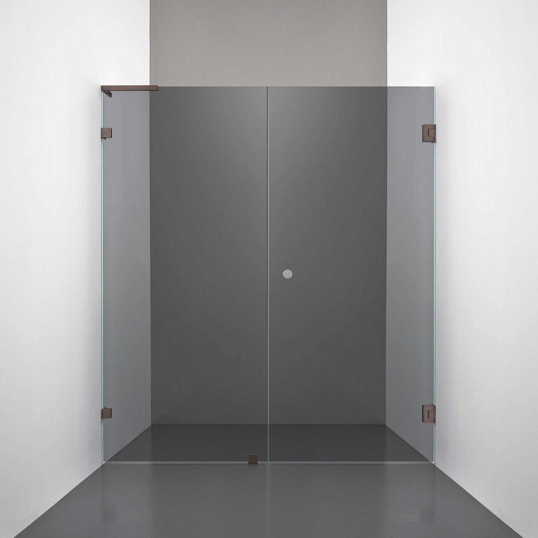 ROOH R4 Duschnisch Dörr+Vägg, Rökfärgat glas, Bronze, handtag Hole, Vänster 