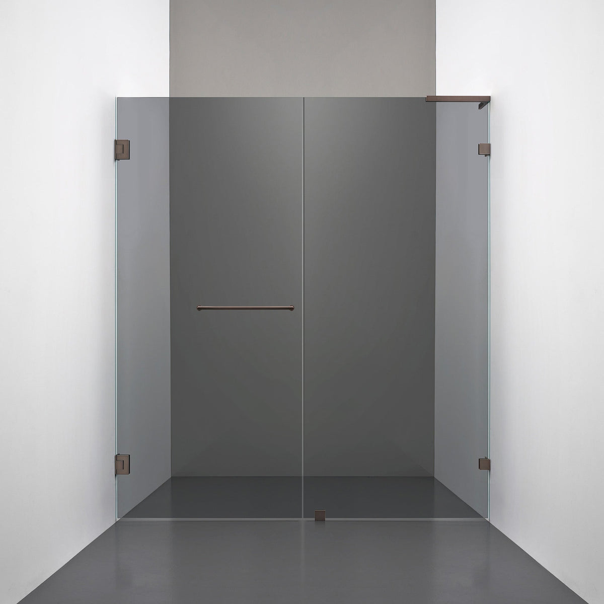 ROOH R4 Duschnisch, Rökfärgat glas, Bronze, handtag Towelbar, Höger 