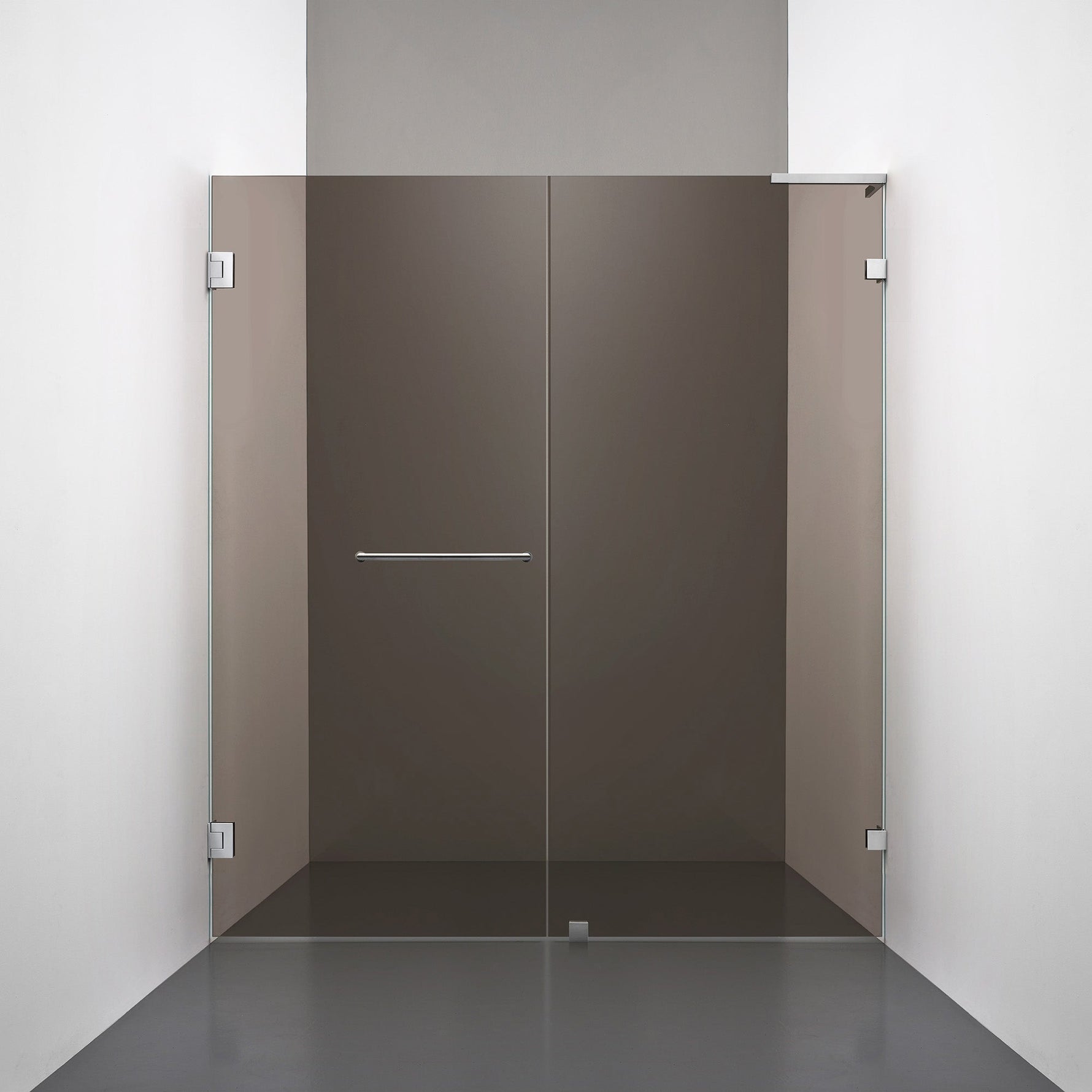 ROOH R4 Duschnisch Dörr+Vägg, Brunfärgat glas, Chrome, handtag Towelbar, Vänster 