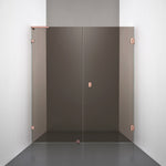 ROOH R4 Duschnisch Dörr+Vägg, Brunfärgat glas, Copper, handtag Knob, Höger 