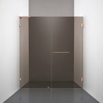 ROOH R4 Duschnisch, Brunfärgat glas, Copper, handtag Towelbar, Vänster 