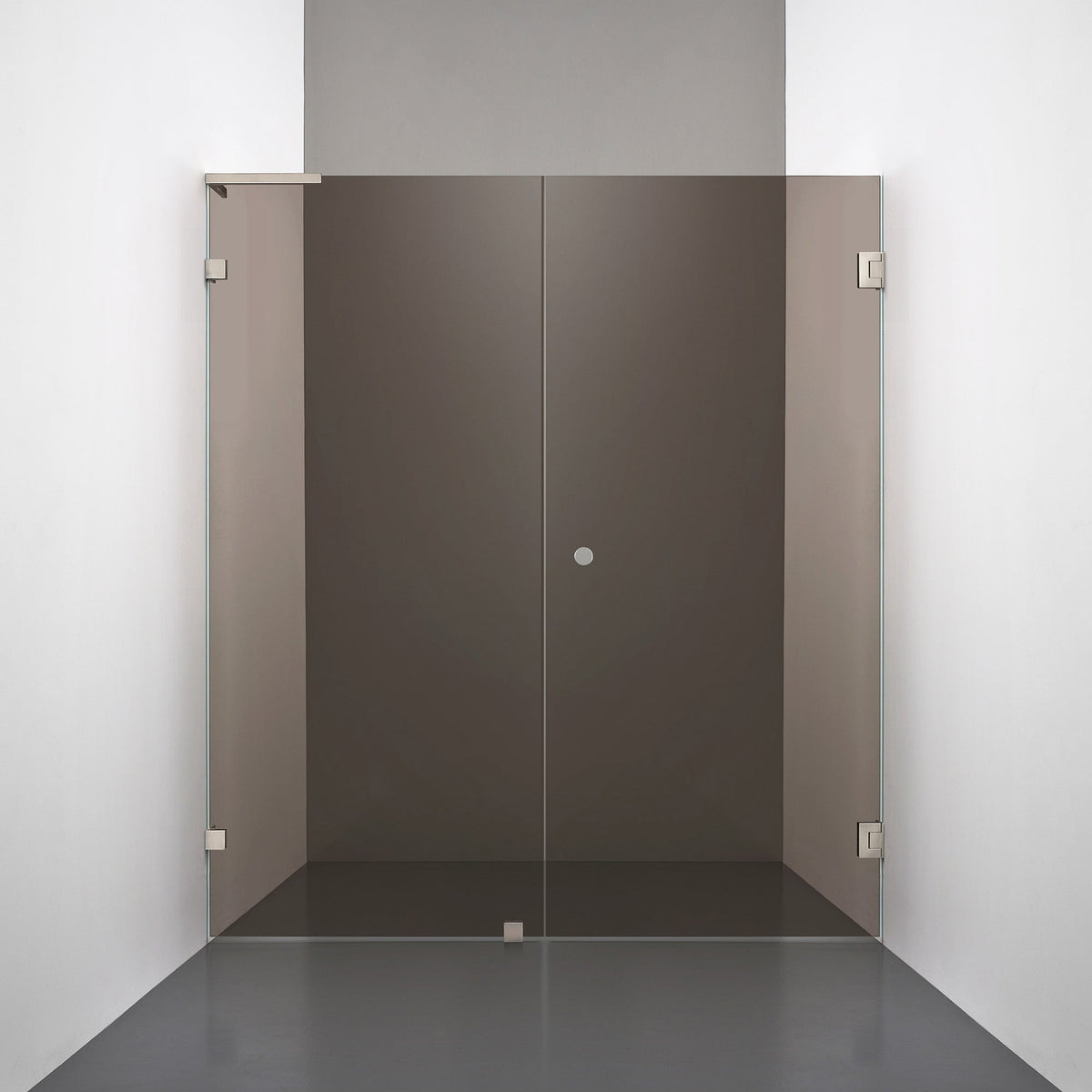 ROOH R4 Duschnisch, Brunfärgat glas, Brushed Nickel, handtag Hole, Vänster 