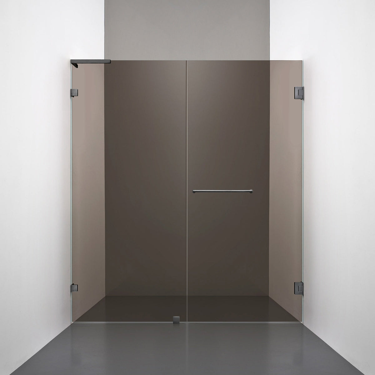 ROOH R4 Duschnisch Dörr+Vägg, Brunfärgat glas, Br Bl Chrome, handtag Towelbar, Vänster 
