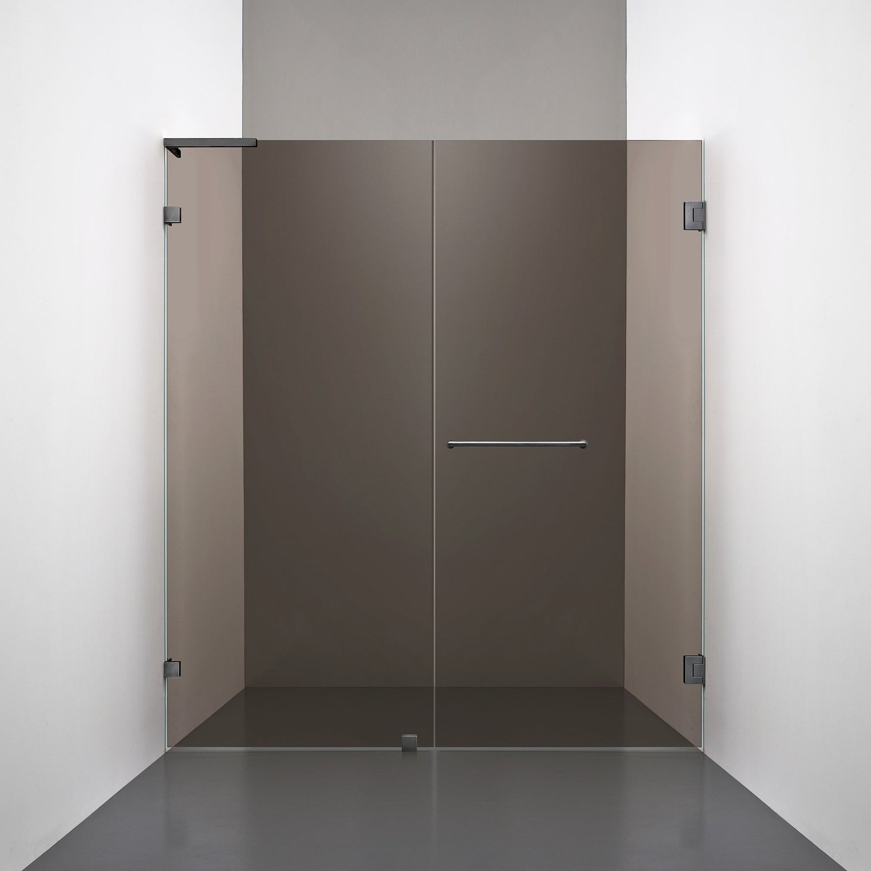 ROOH R4 Duschnisch Dörr+Vägg, Brunfärgat glas, Br Bl Chrome, handtag Towelbar, Vänster 