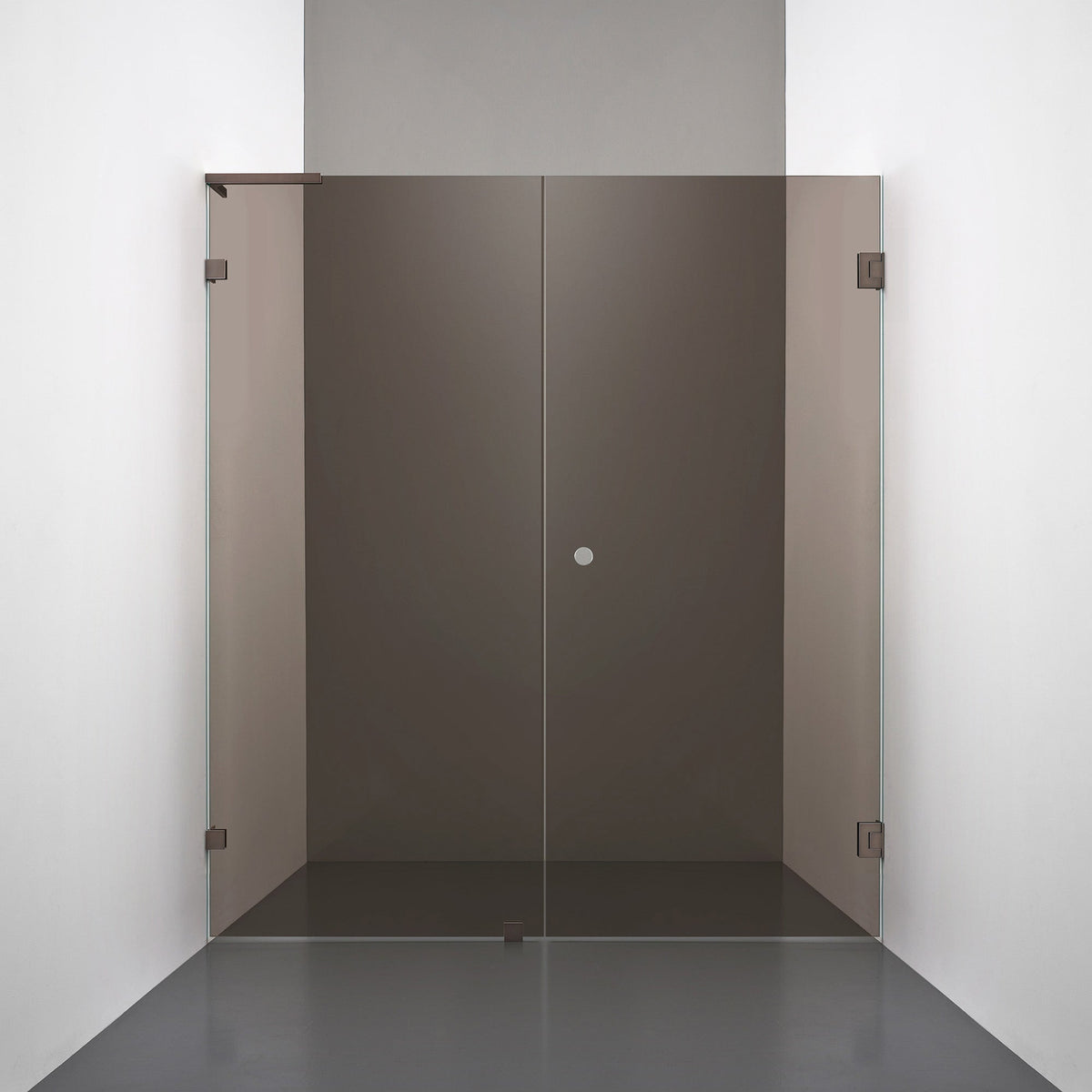 ROOH R4 Duschnisch, Brunfärgat glas, Bronze, handtag Hole, Vänster 
