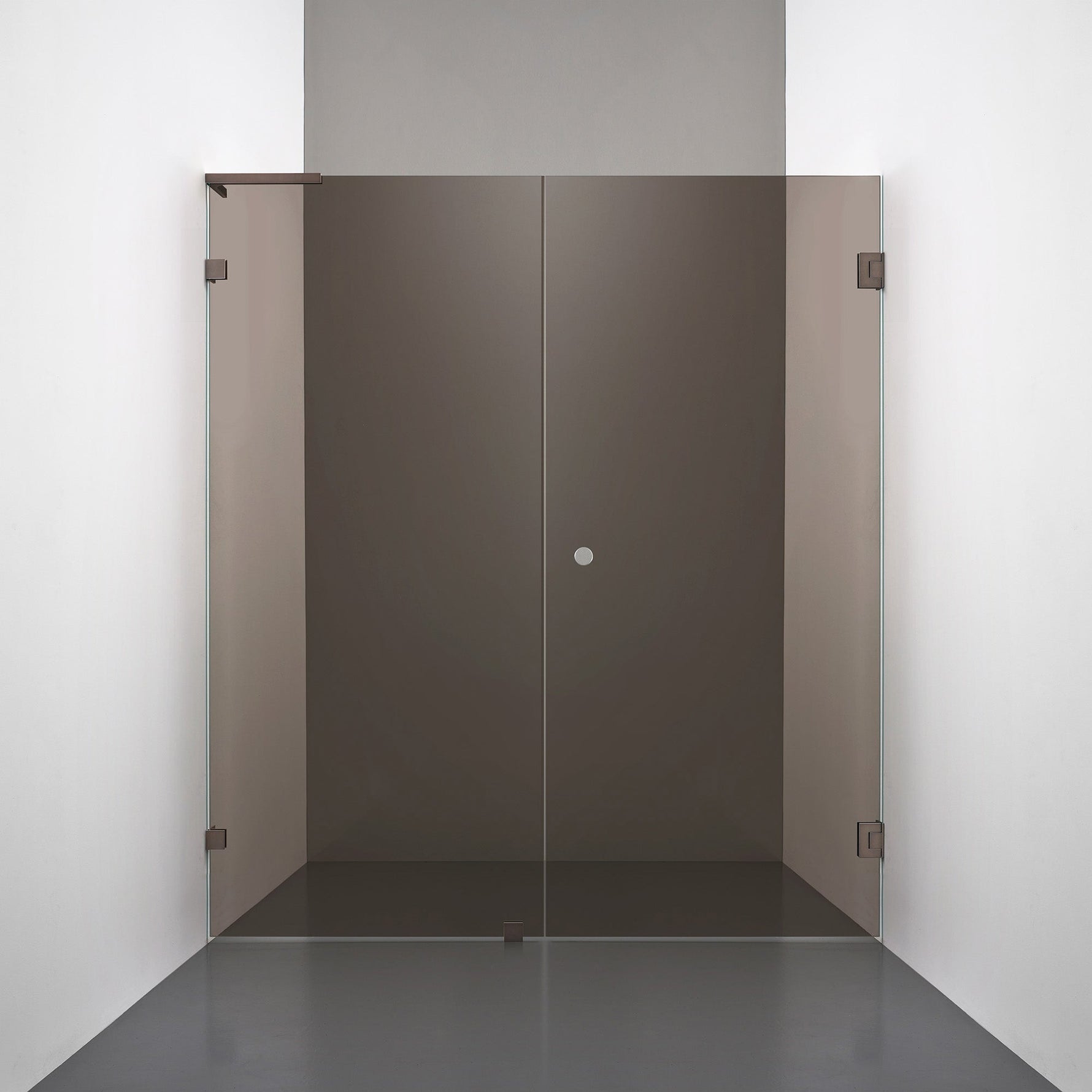 ROOH R4 Duschnisch, Brunfärgat glas, Bronze, handtag Hole, Vänster 
